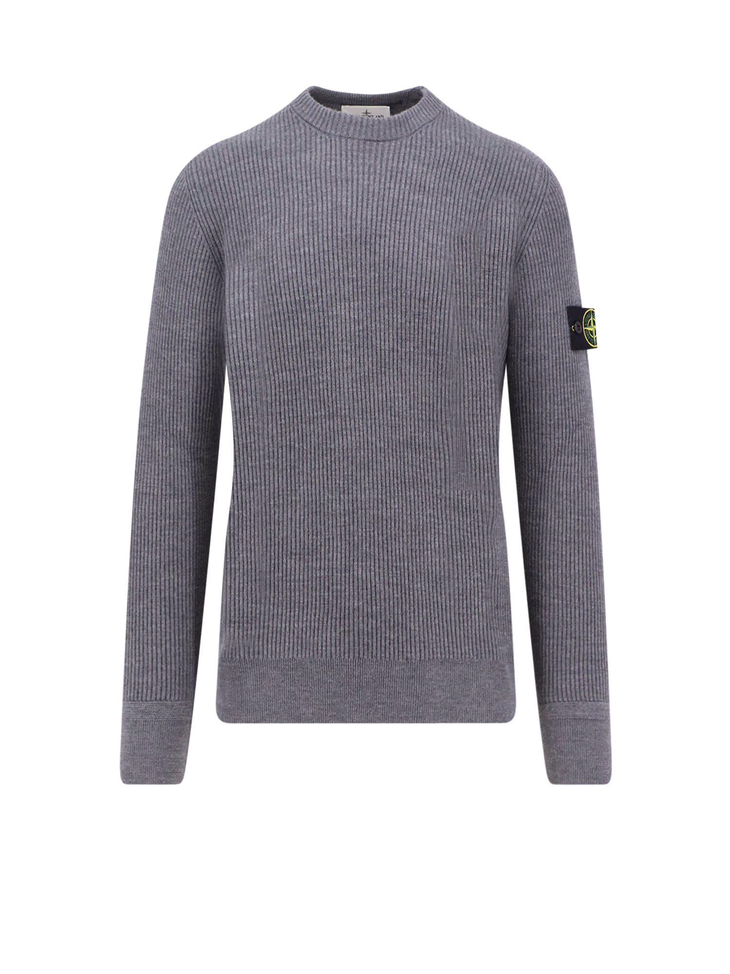 Stone Island Crew-neck Jumper With Ribbed Edges In Blue