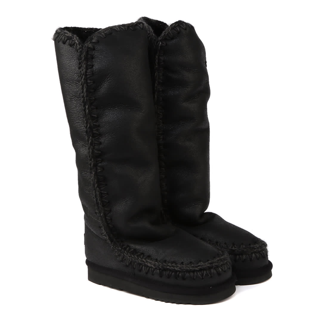 Shop Mou Eskimo 40 Boots With Metallic Finishes In Black