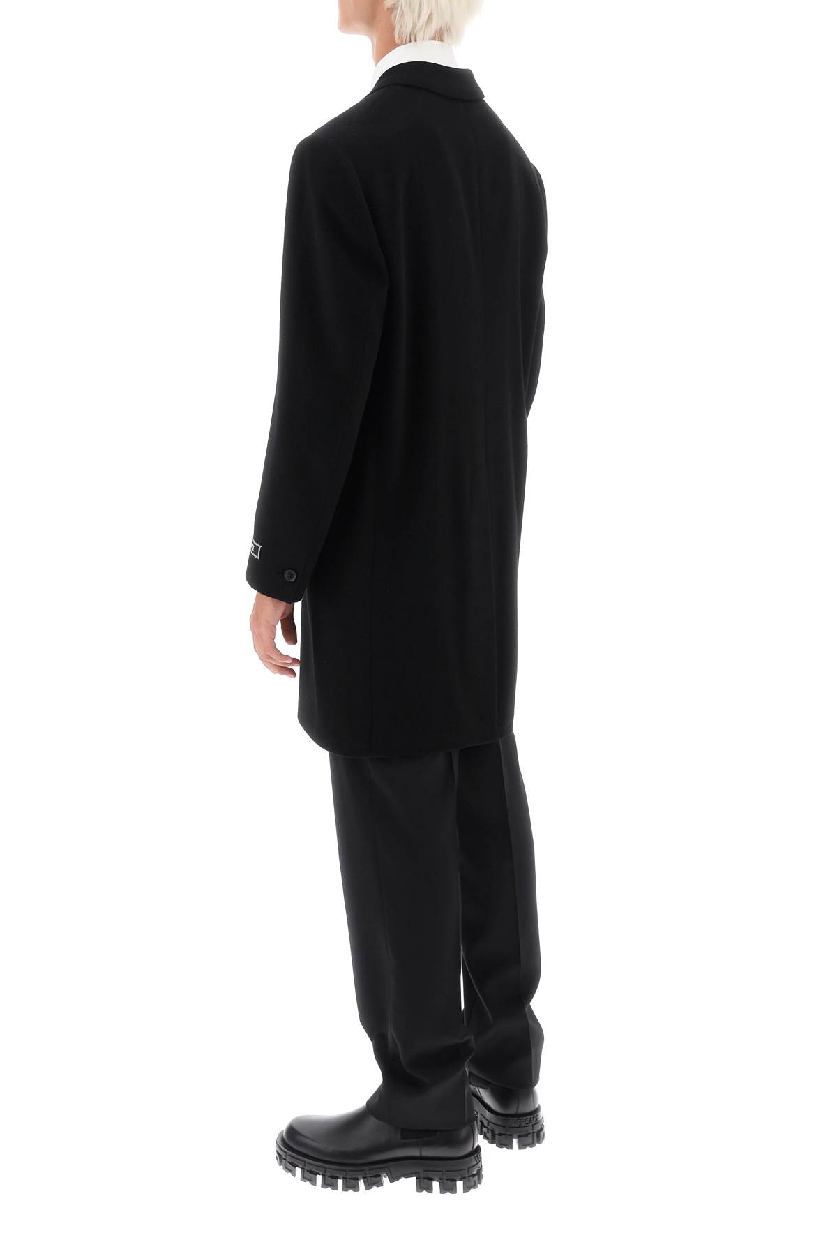 Shop Versace Barocco Single-breasted Coat In Black (black)