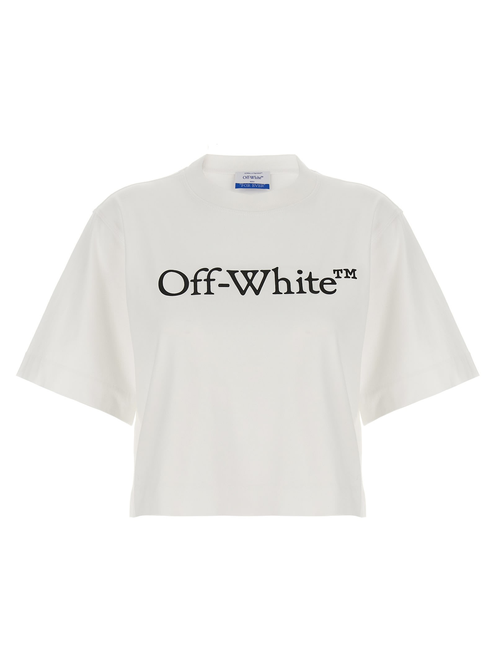 Off-white Off White Big Logo Bookish Cropped T Shirt In White