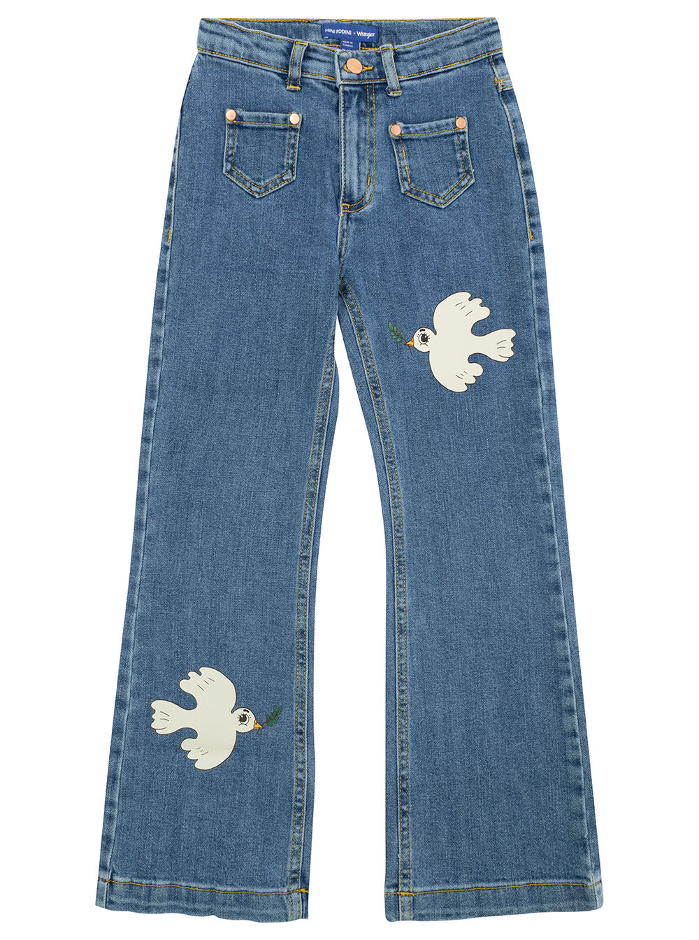 Mini Rodini Girls Blue Denim Dove Flared Jeans In Blu