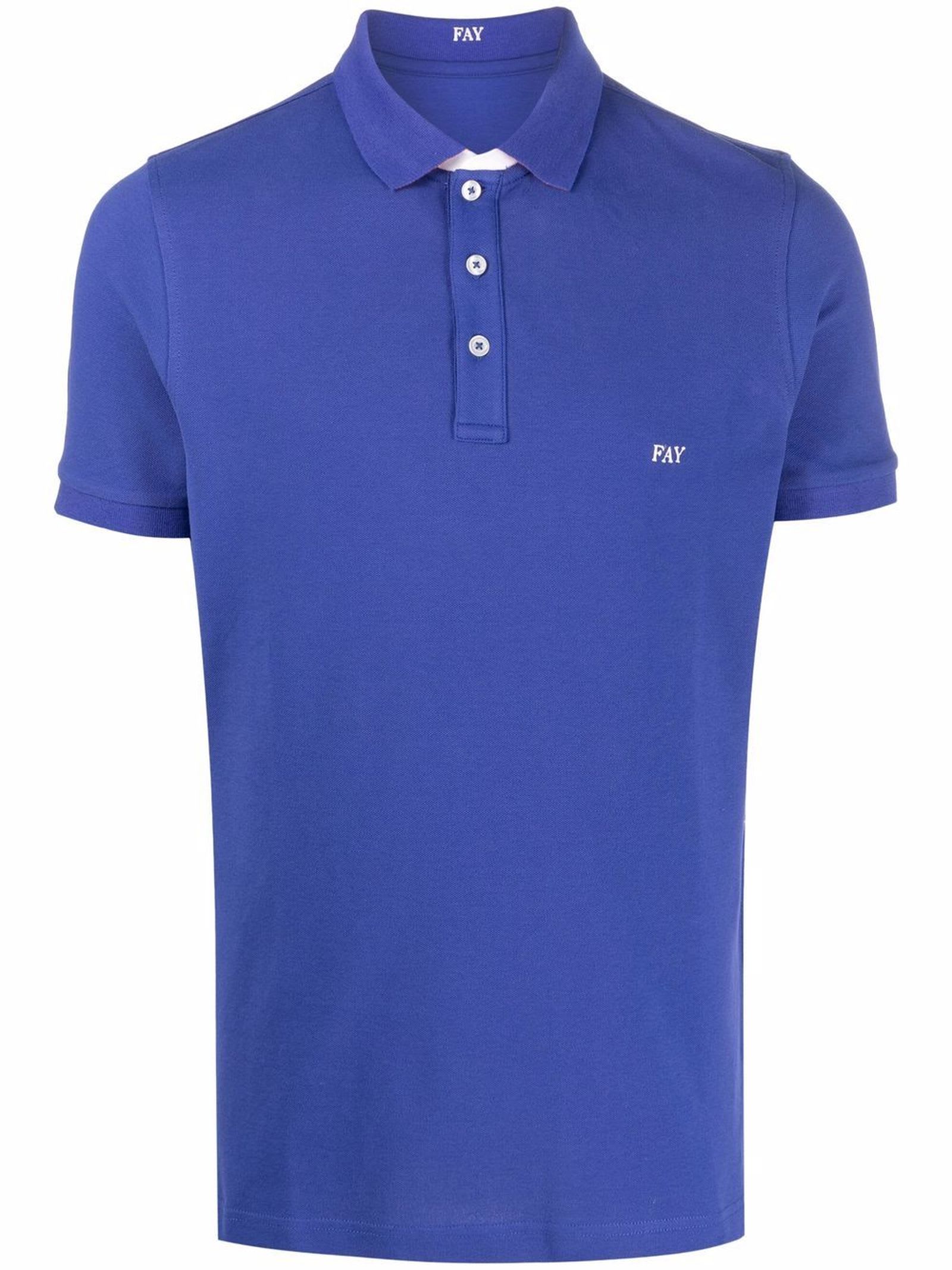 Fay Blue Stretch-cotton Polo Shirt