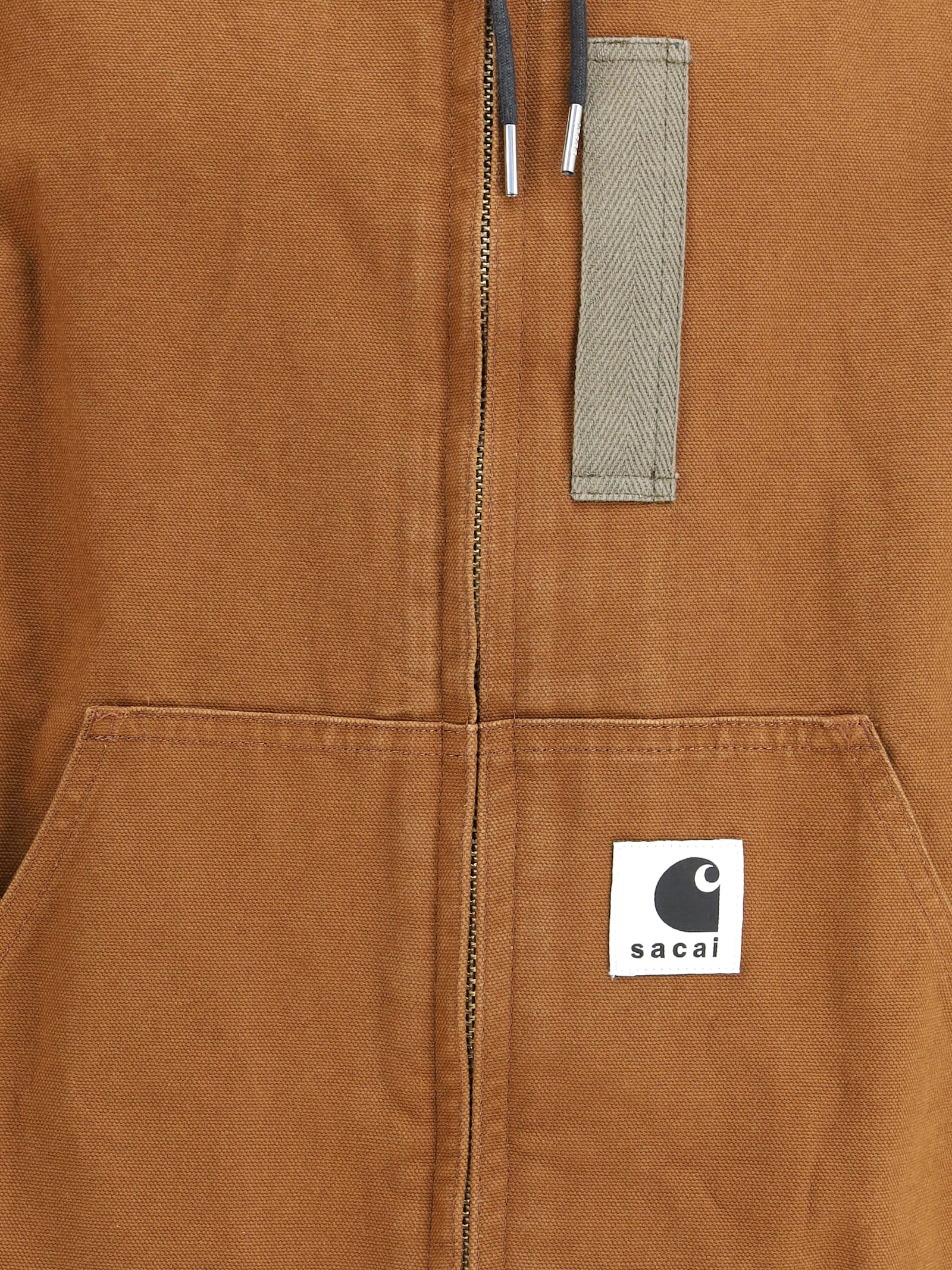 Sacai Washed Duck Hooded Blouson By  X Carhartt Wip In Neutral