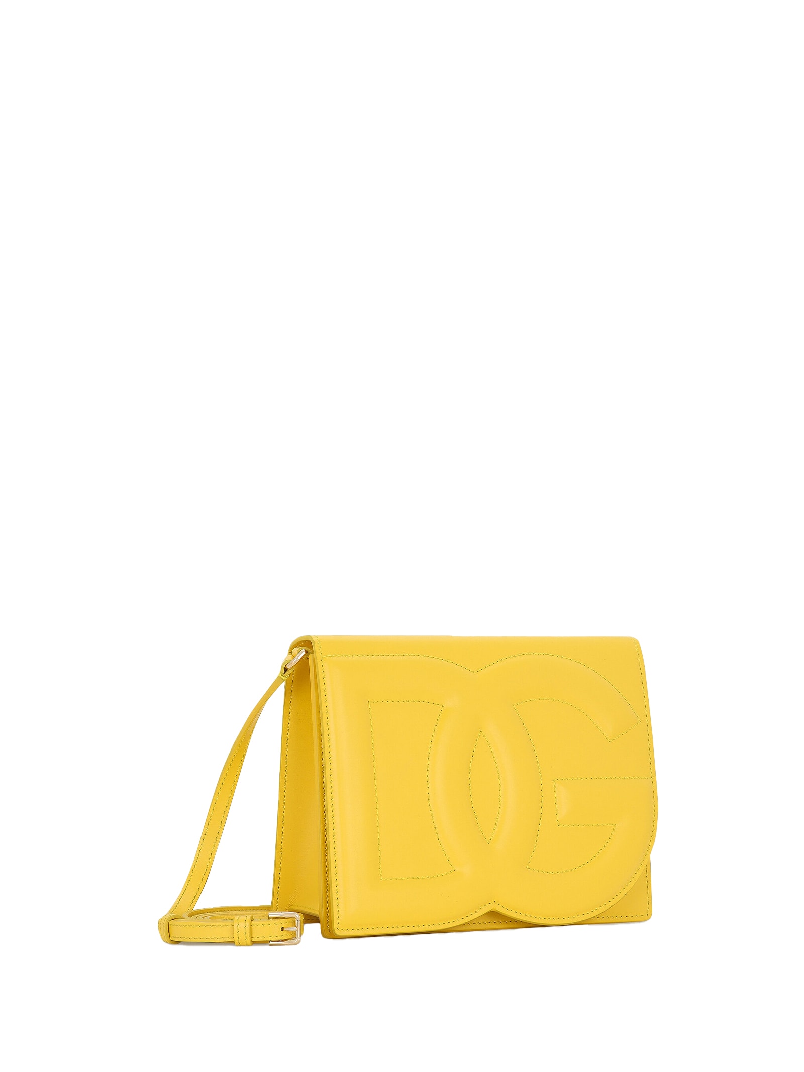 Shop Dolce & Gabbana Dg Logo Bag Shoulder Bag In Yellow Leather In Giallo Oro