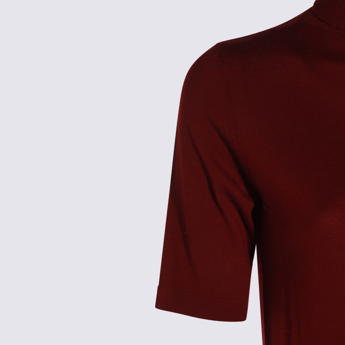 Allude Turtleneck Short-sleeve Sweater In Red
