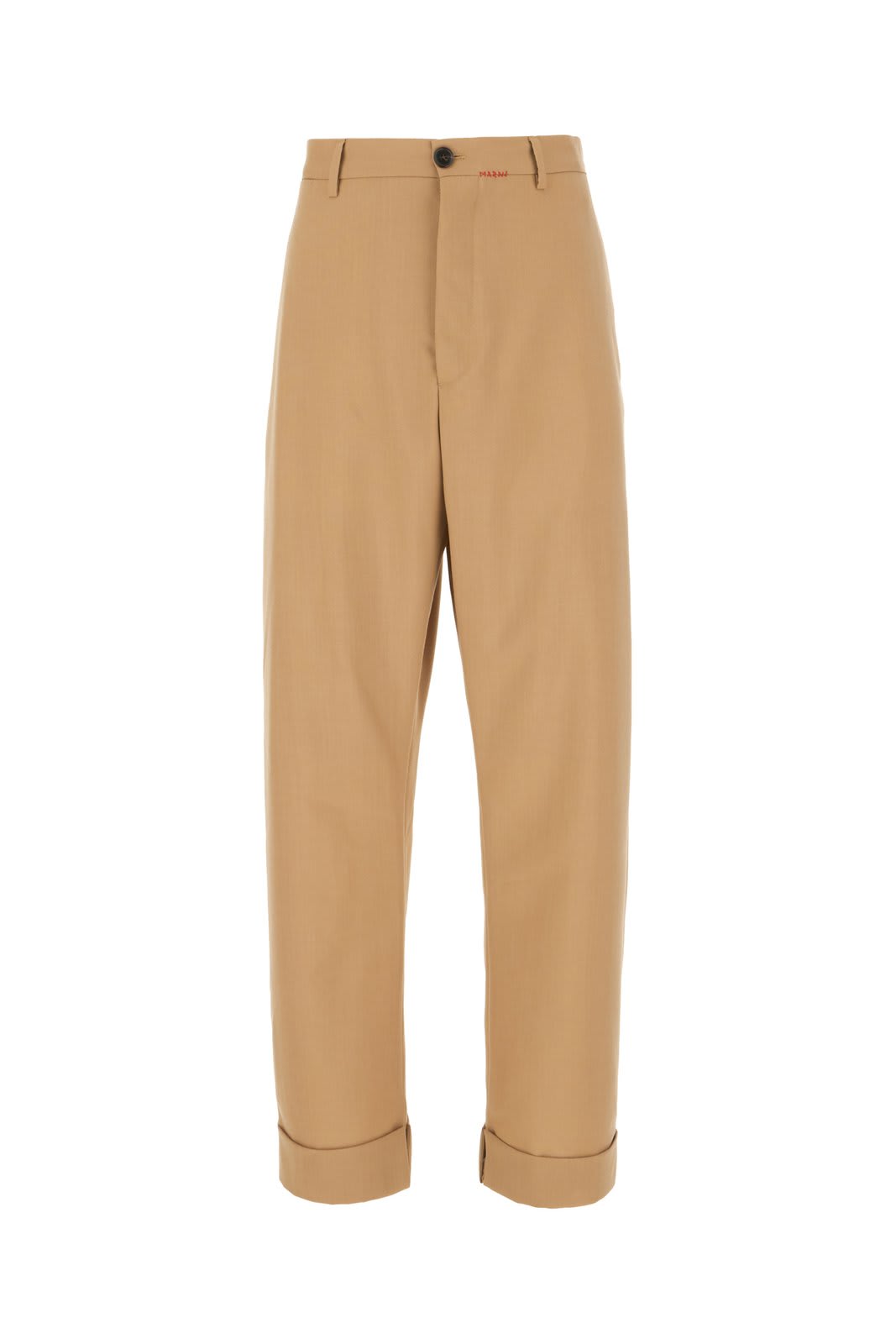 Shop Marni Logo Embroidered Tailored Trousers