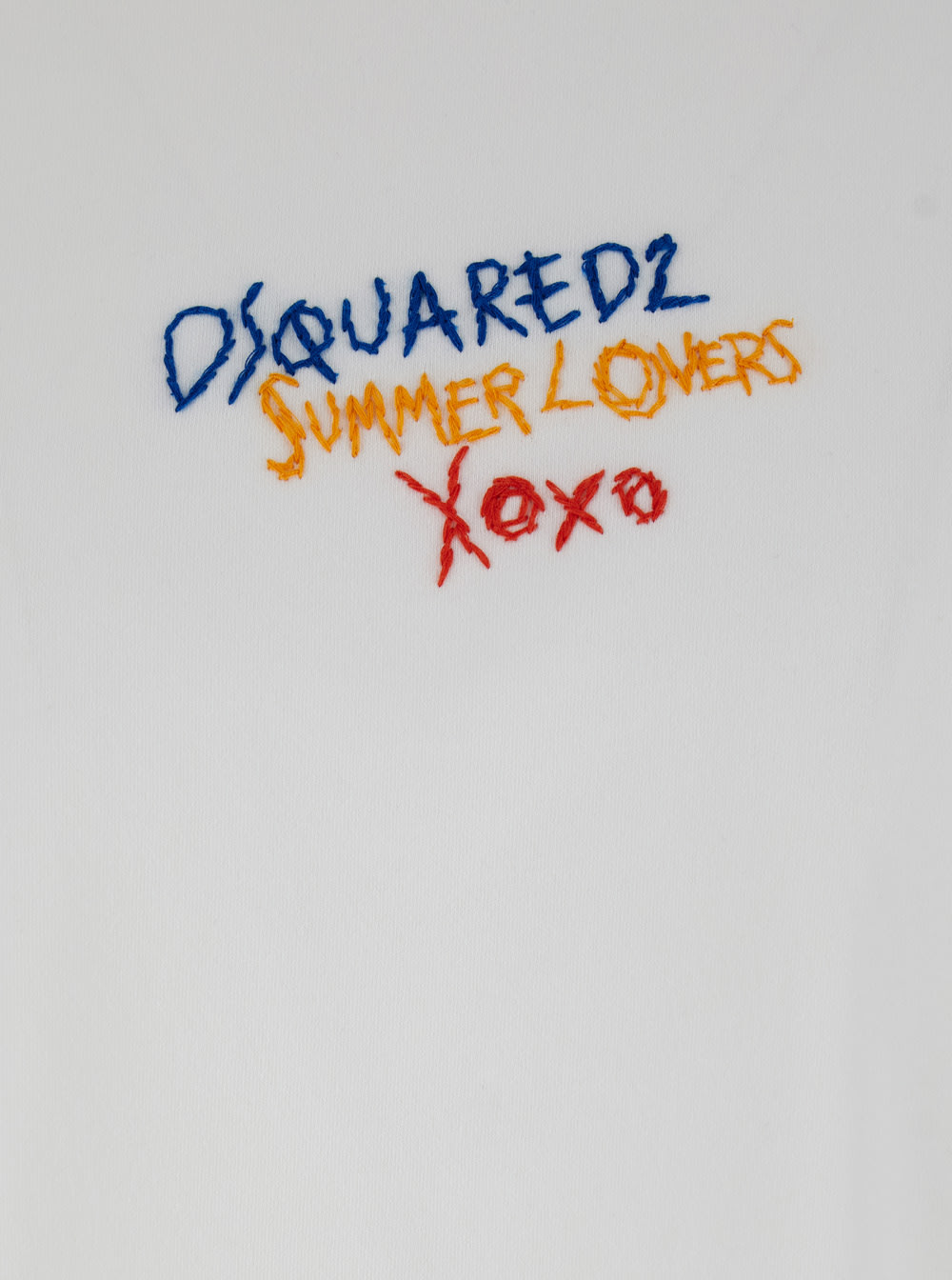 Shop Dsquared2 White T Shirt With Round Neck And Embroidered Logo On The Front In Cotton Woman