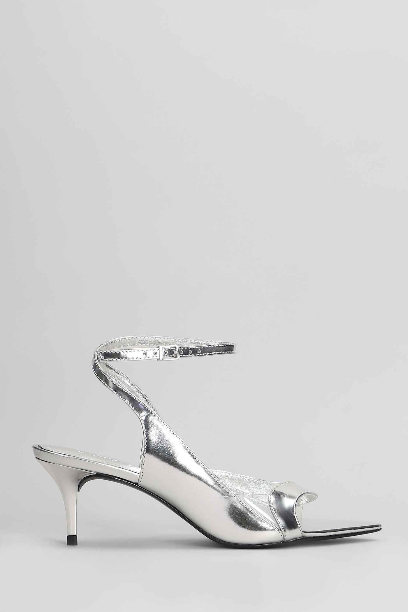 Shop Schutz Ruber Mid Sandals In Silver Leather