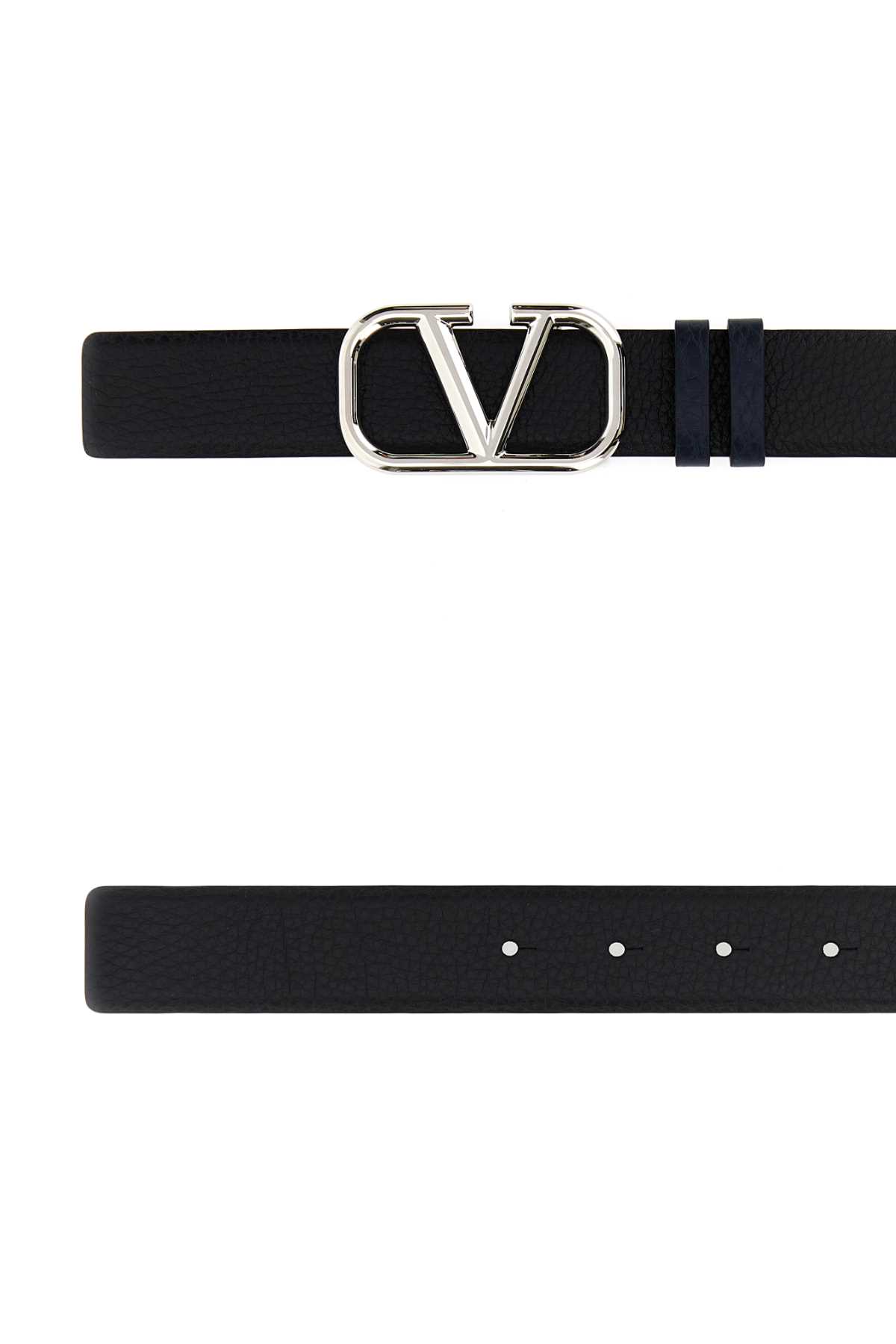 Shop Valentino Black Leather Vlogo Belt In Nermar