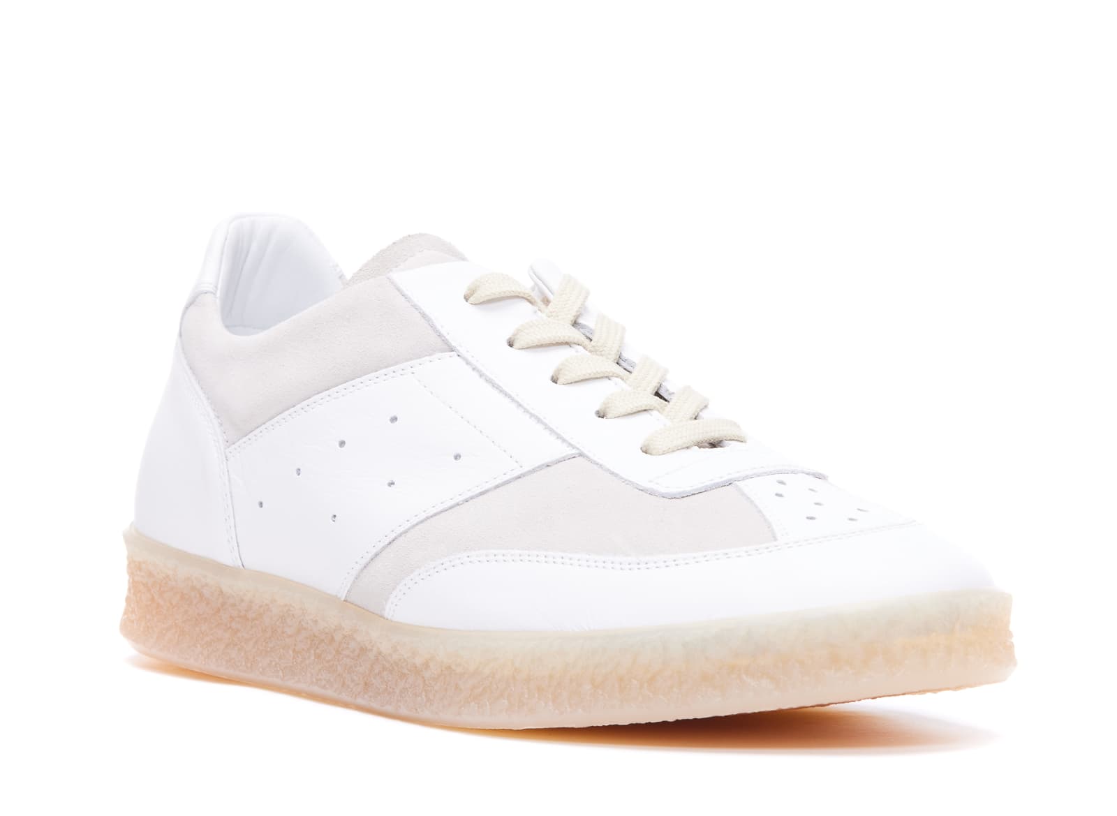Mm6 Maison Margiela Leather And Suede Sneakers In White
