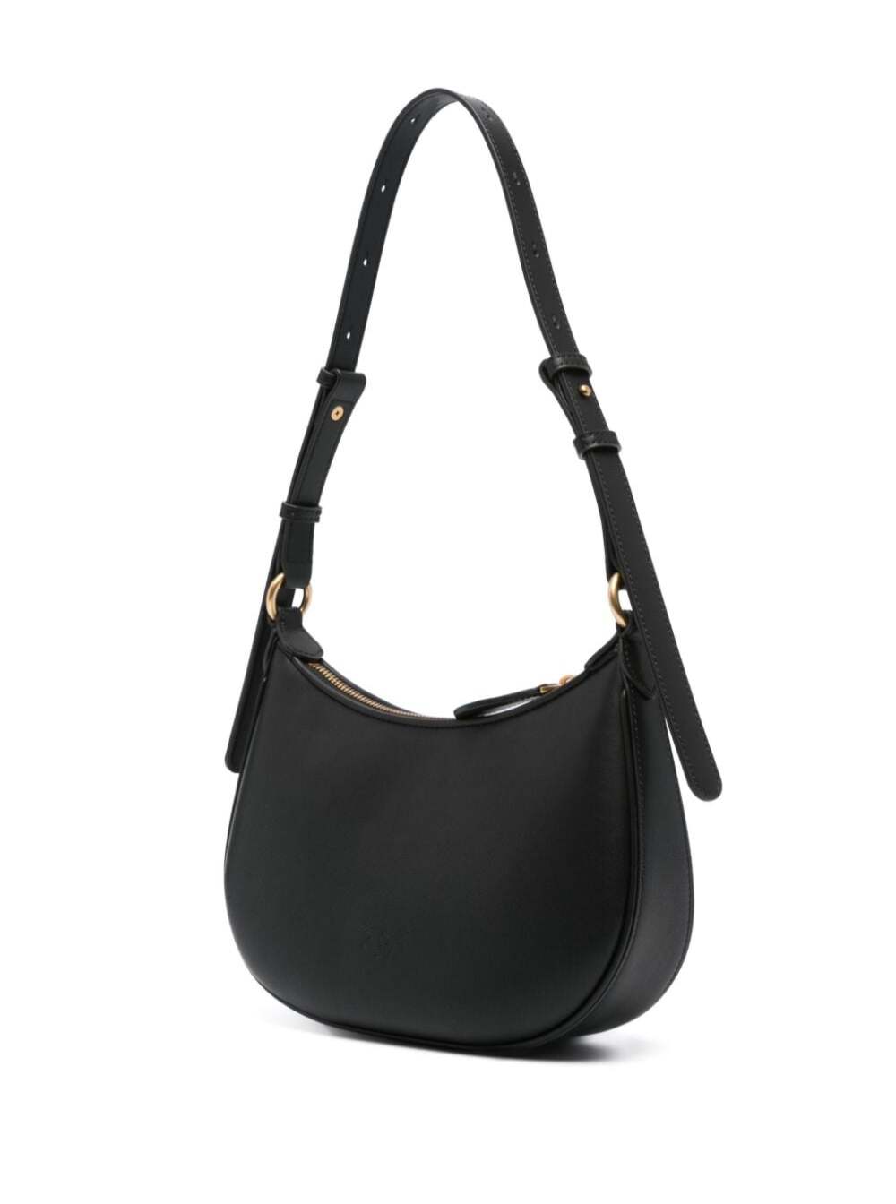 Shop Pinko Half Moon Mini Fl Vitello Seta In Black