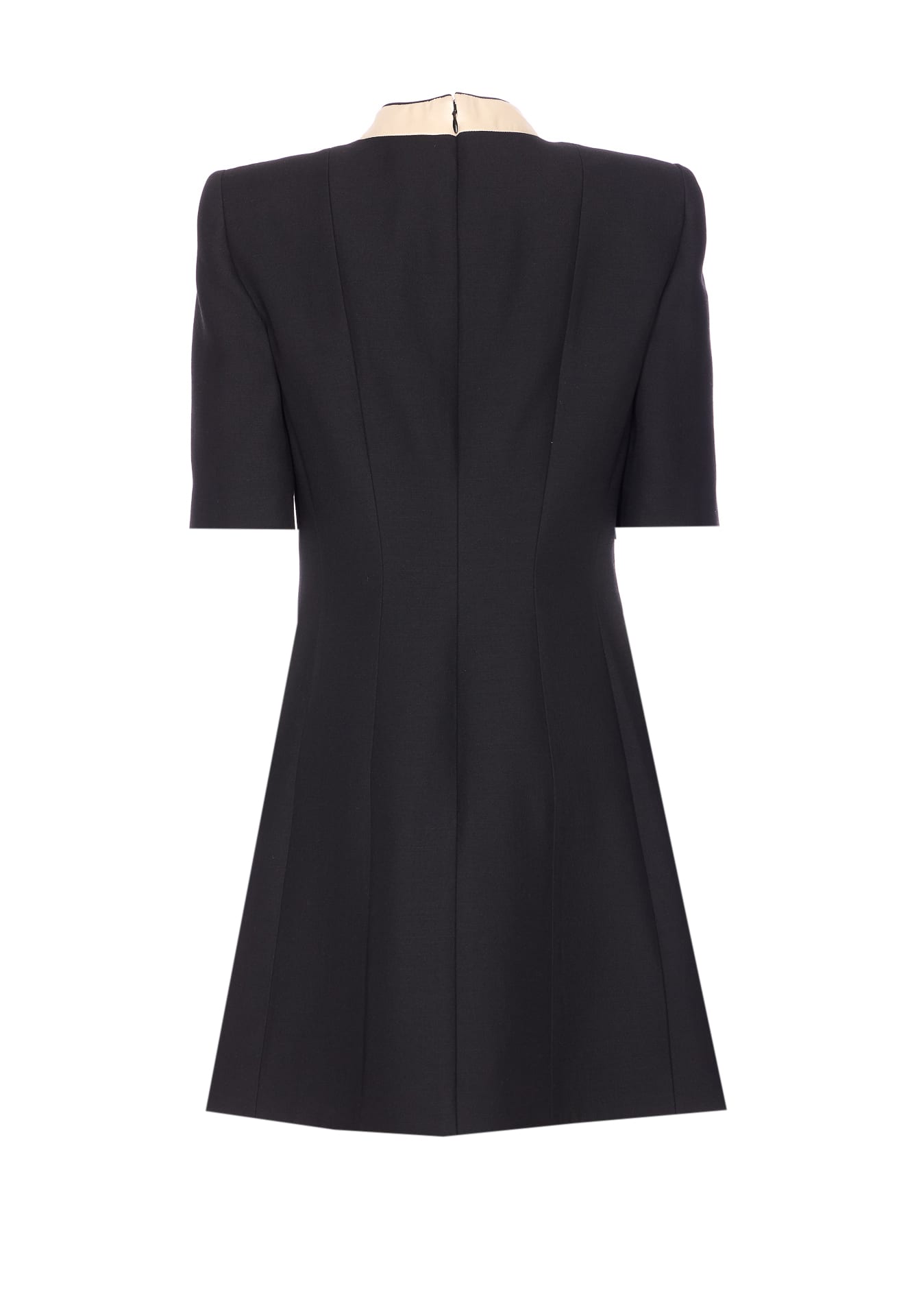Valentino Womens Nero Champagne Bow-embellishment Short-sleeves Wool And Silk Mini Dress In Black
