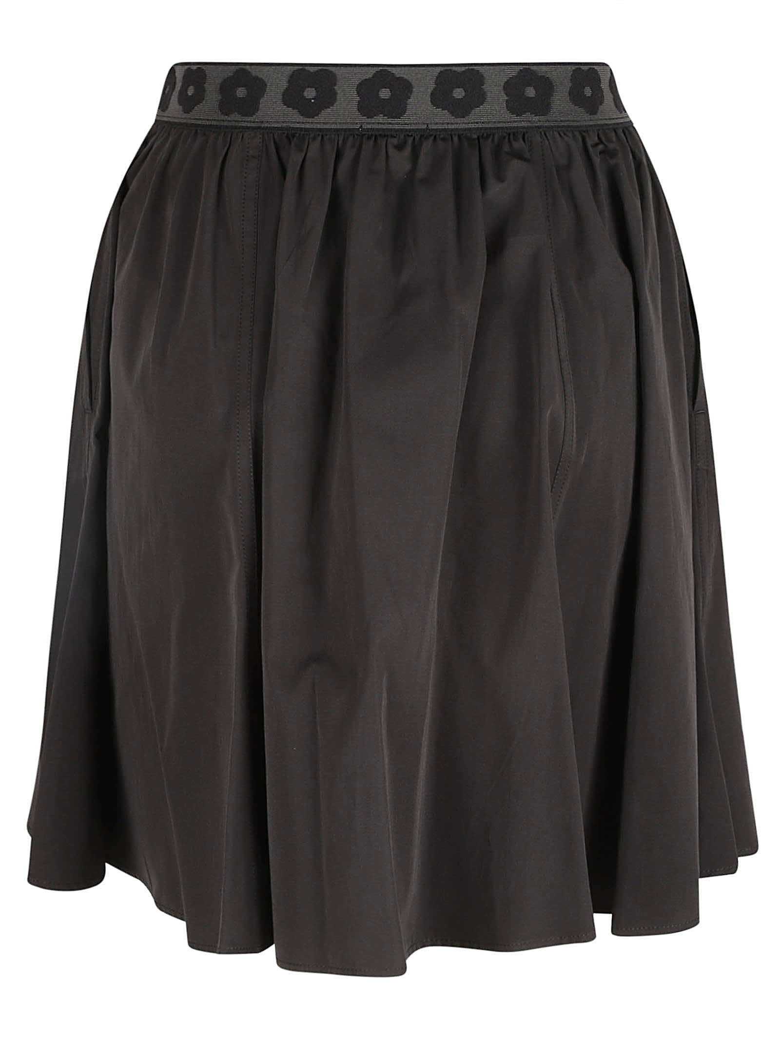 Shop Kenzo Flower Waist Skirt In Black