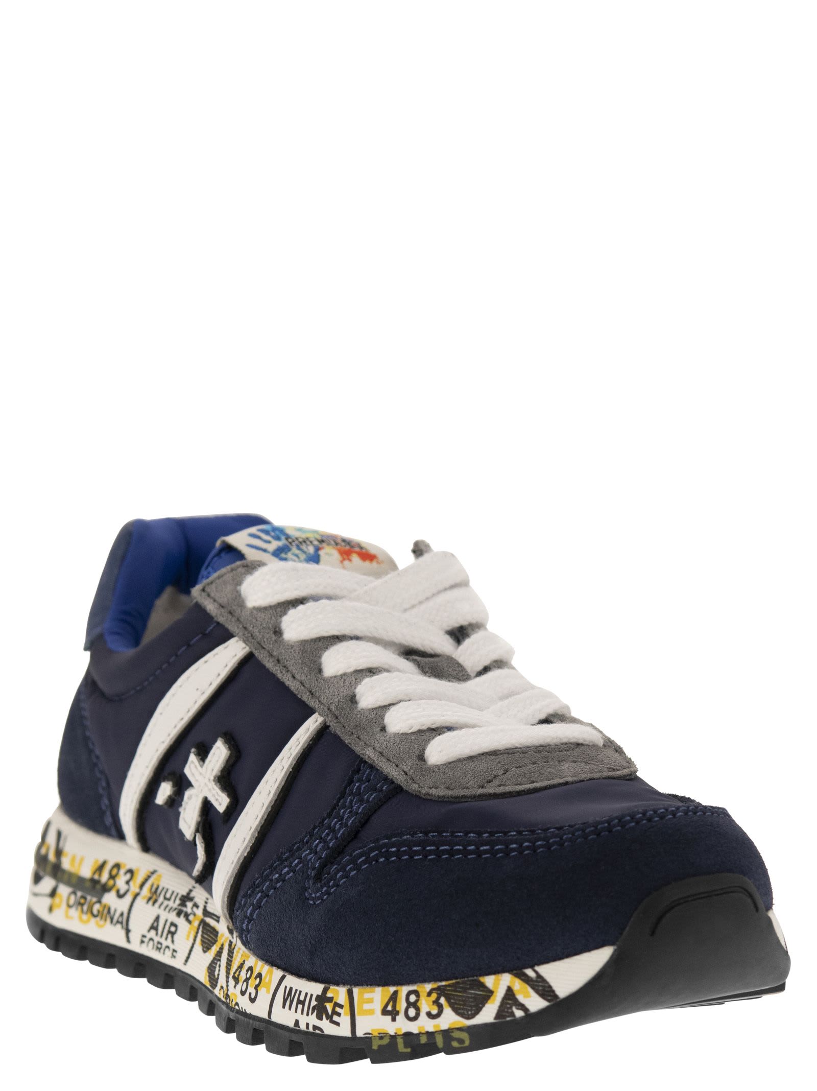 Shop Premiata Sky - Suede And Nylon Trainers In Blue
