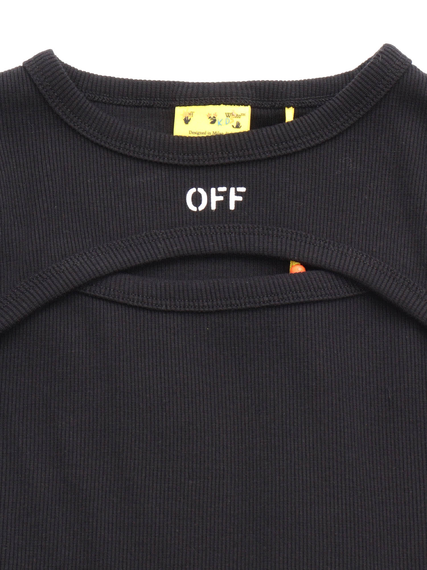 Off-white Off-stamp Ribbed Dress In Black