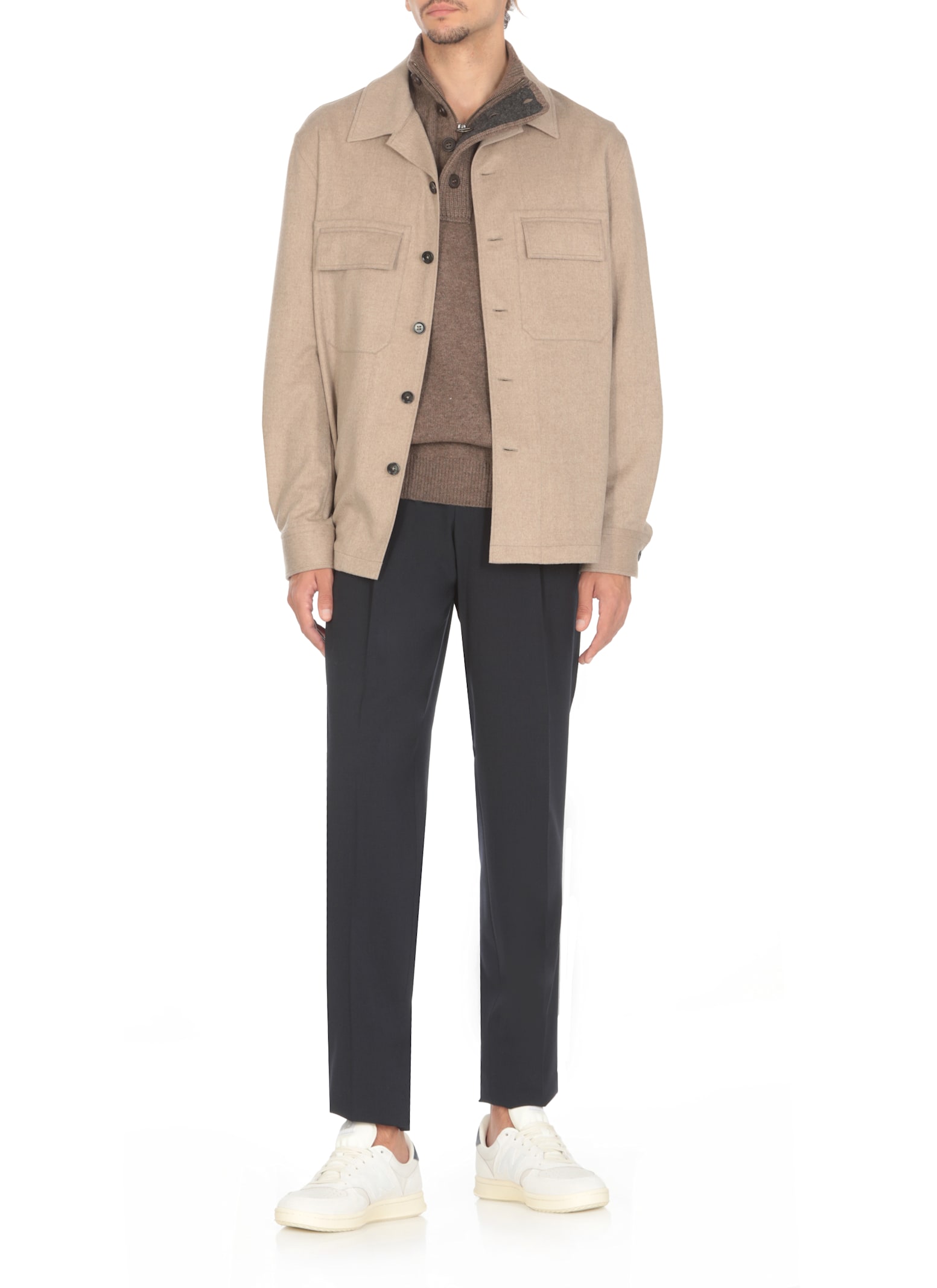 Shop Zegna Cashmere Overshirt In Beige