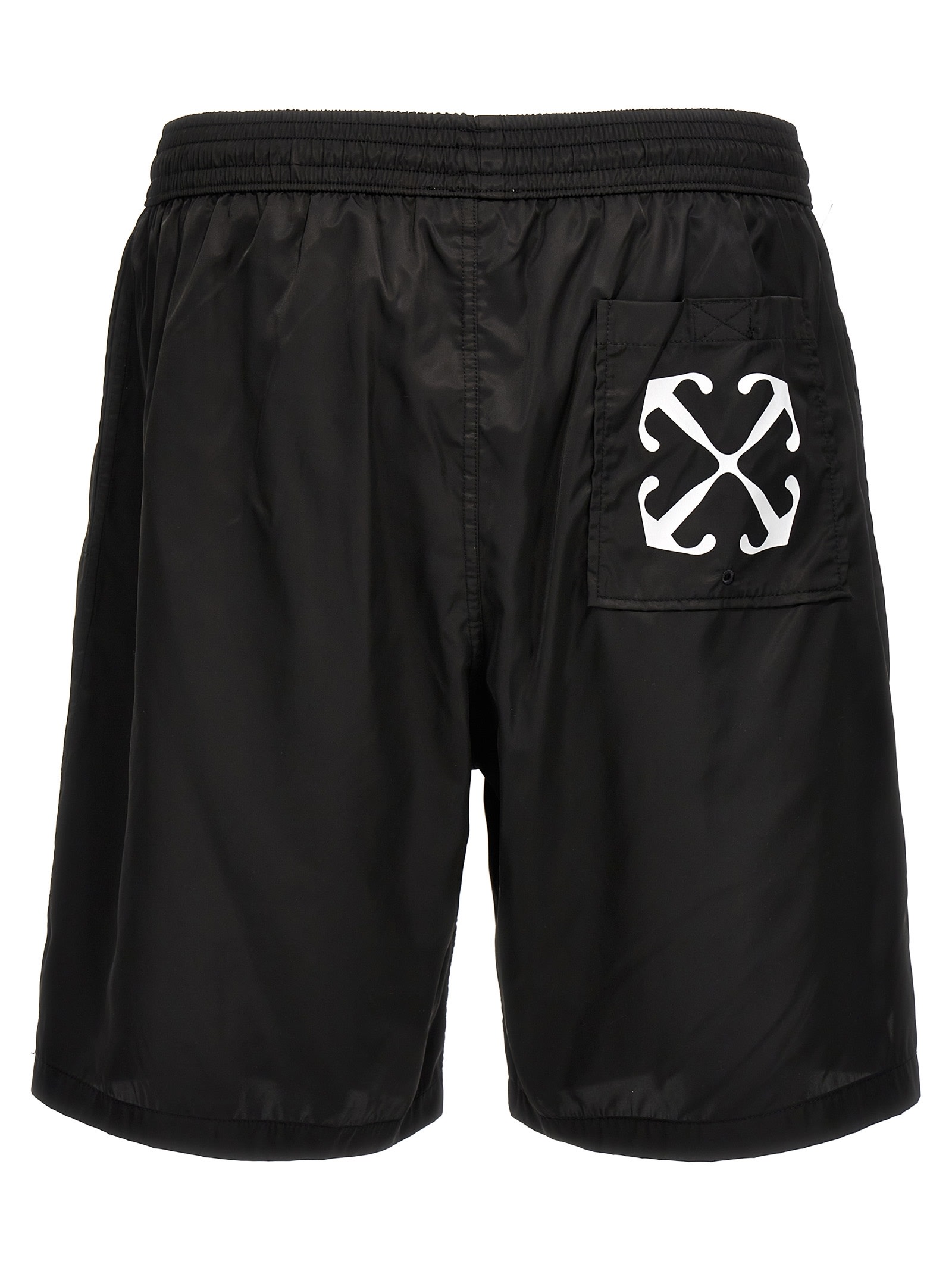 Shop Off-white Arrow Surfer Swim Shorts In White/black