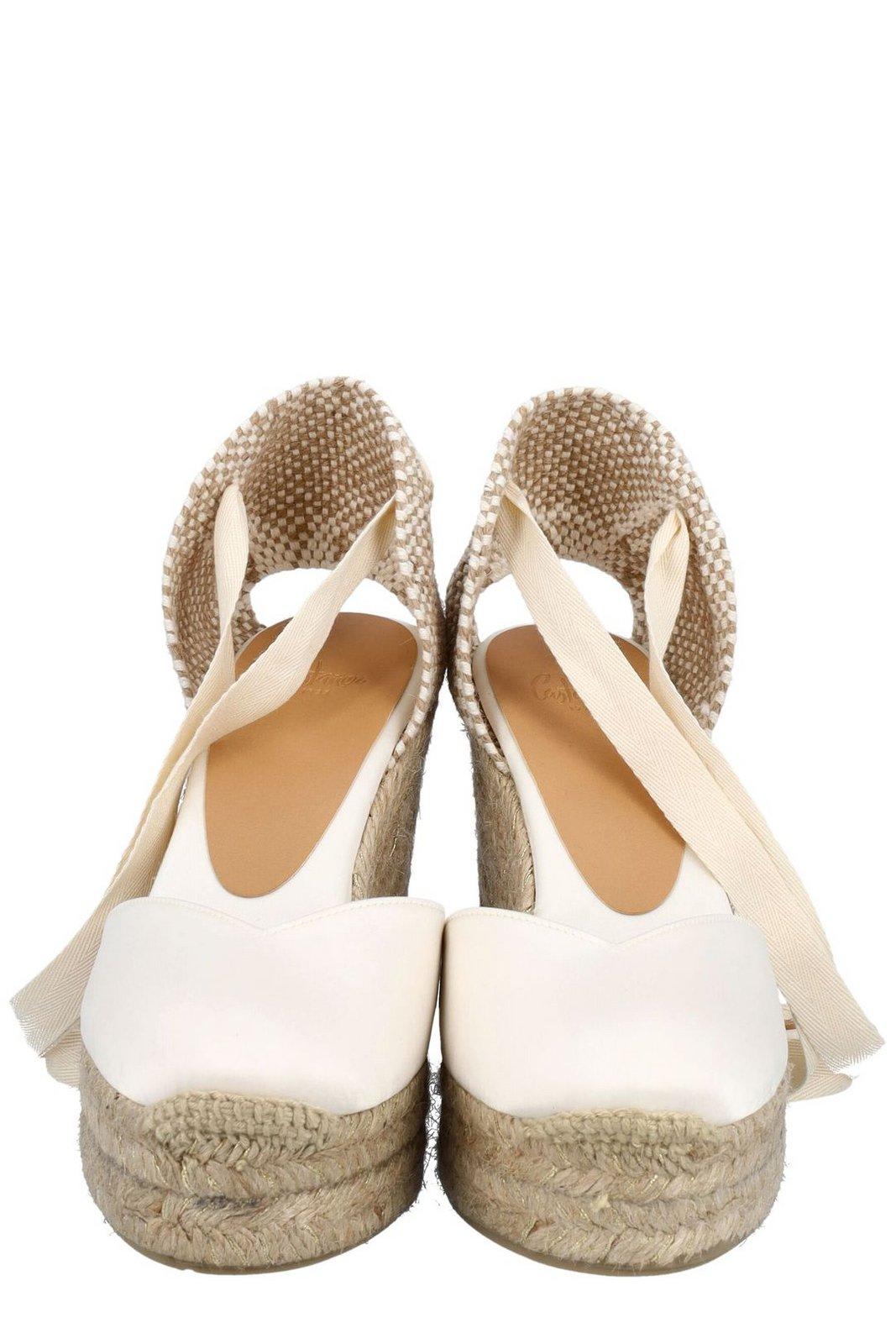 Shop Castaã±er Chiara Almond Toe Wedge Espadrilles In White