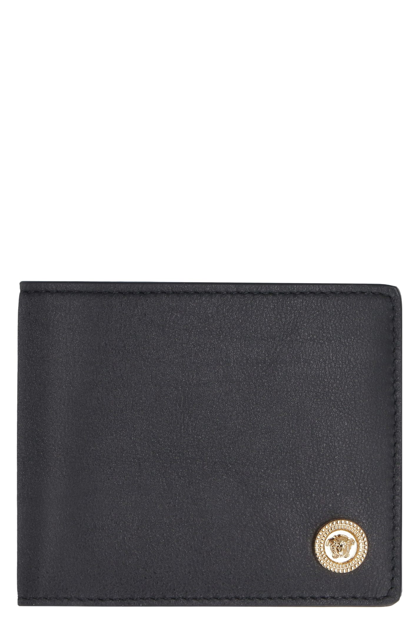 Shop Versace Medusa Biggie Leather Wallet In Black