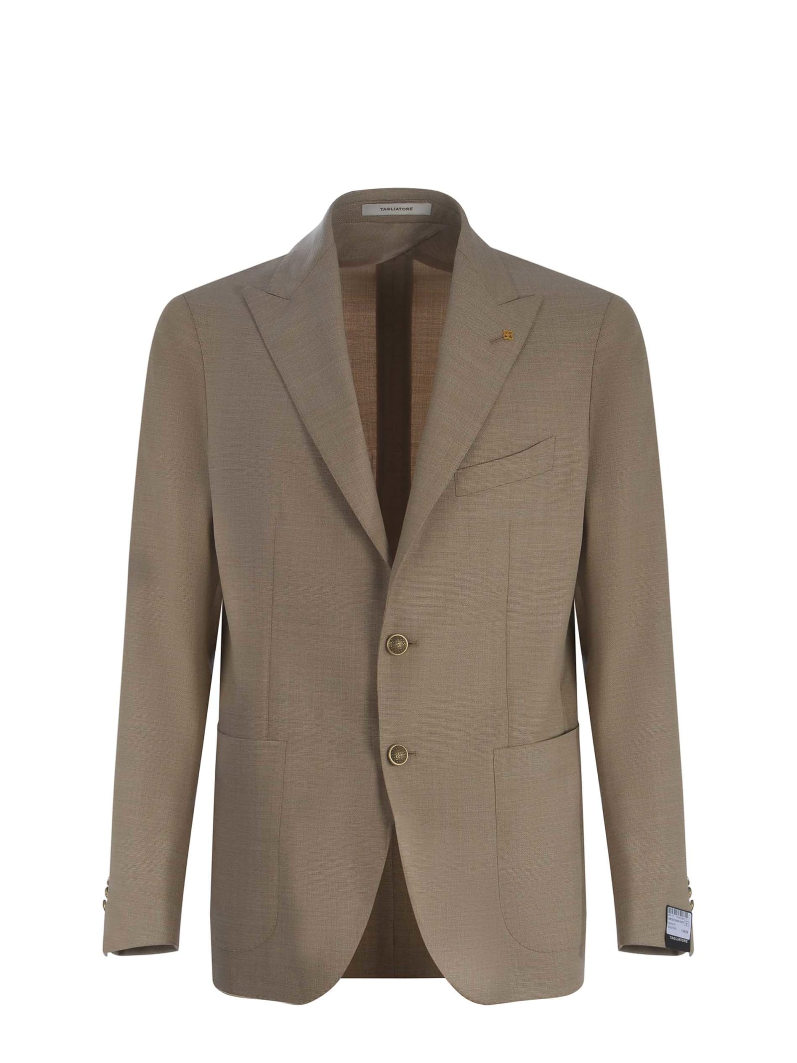 Shop Tagliatore Single-breasted Jacket  Made Of Fresh Wool In Beige