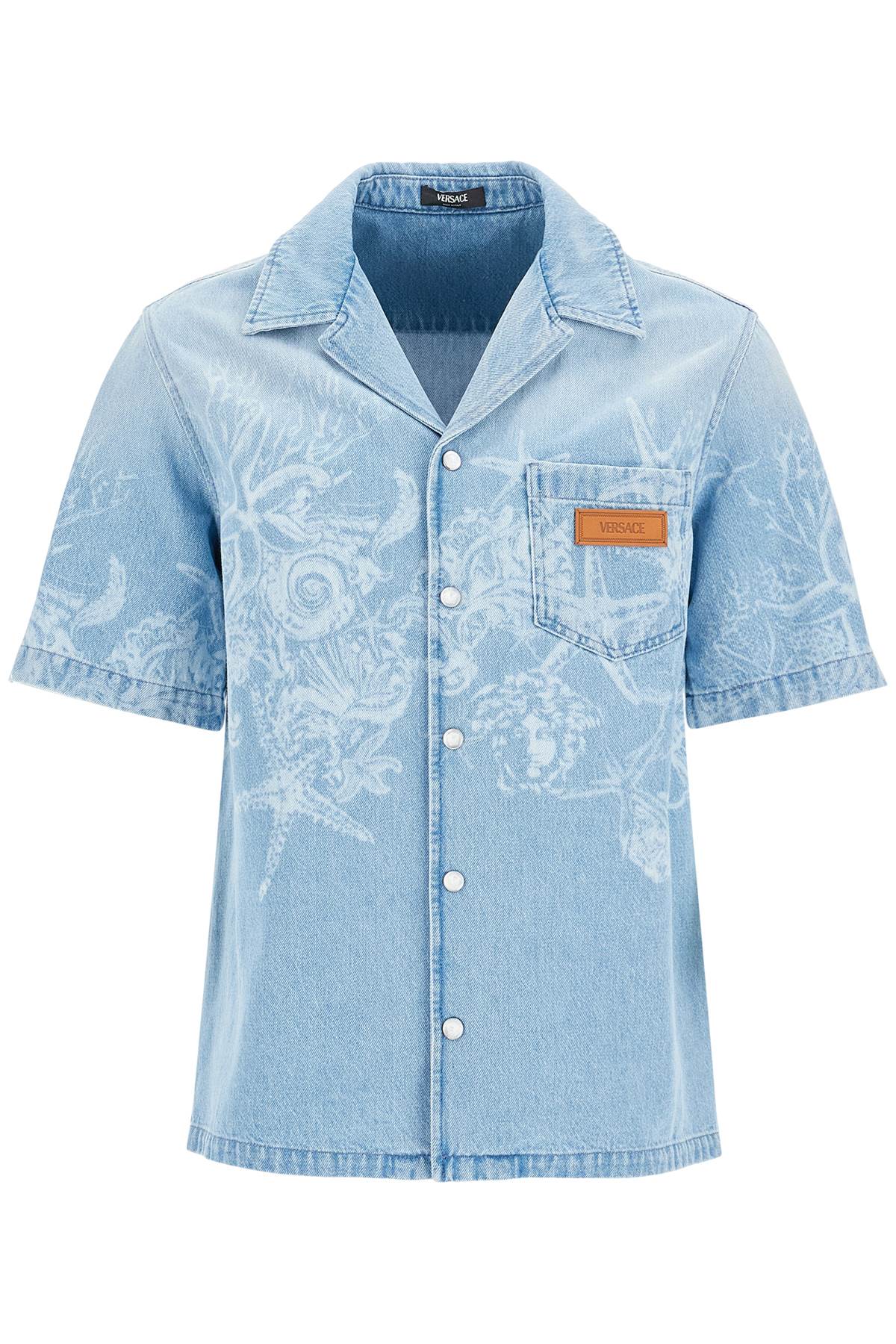 Shop Versace Barocco Sea Denim Shirt In Light Blue (blue)