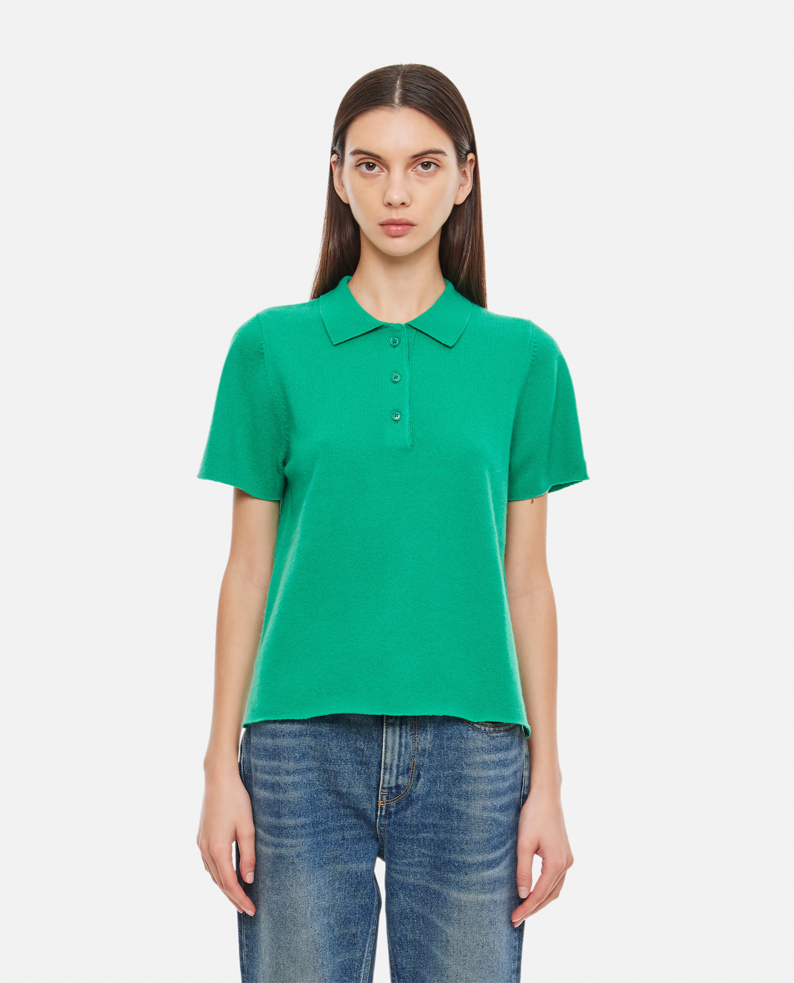 Extreme Cashmere Polo Salamander In Green