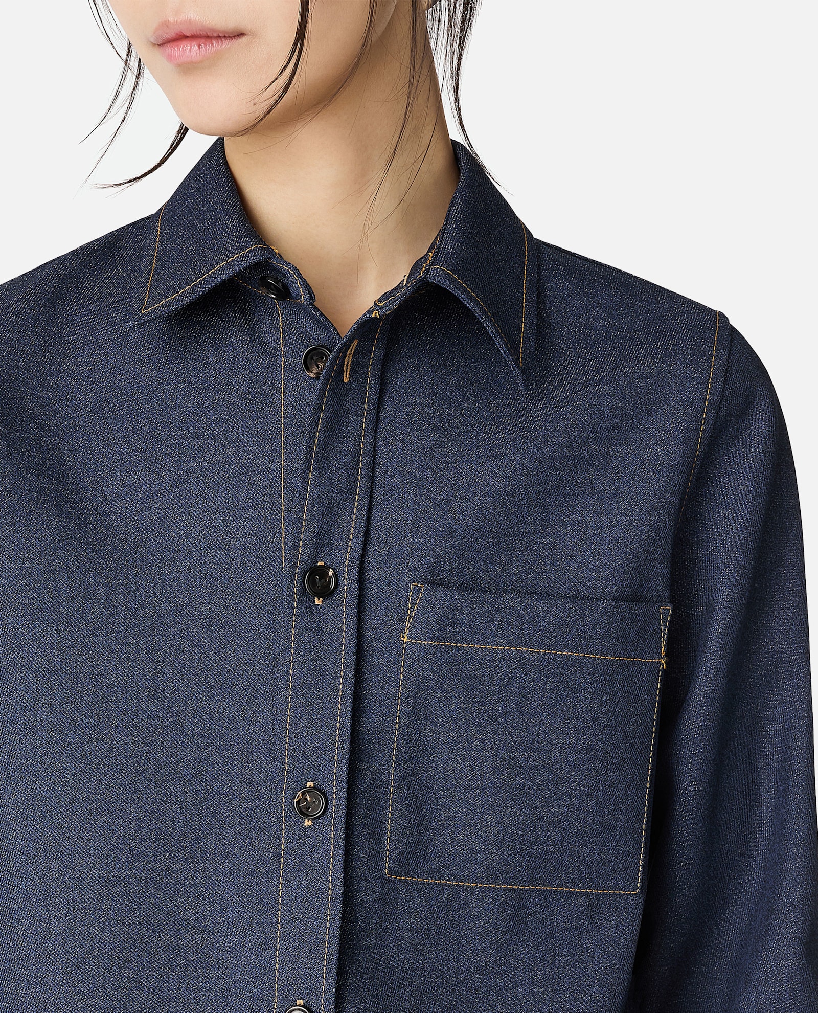 Bottega Veneta Classic Button-up Wool Shirt With Textured Finish In Blue