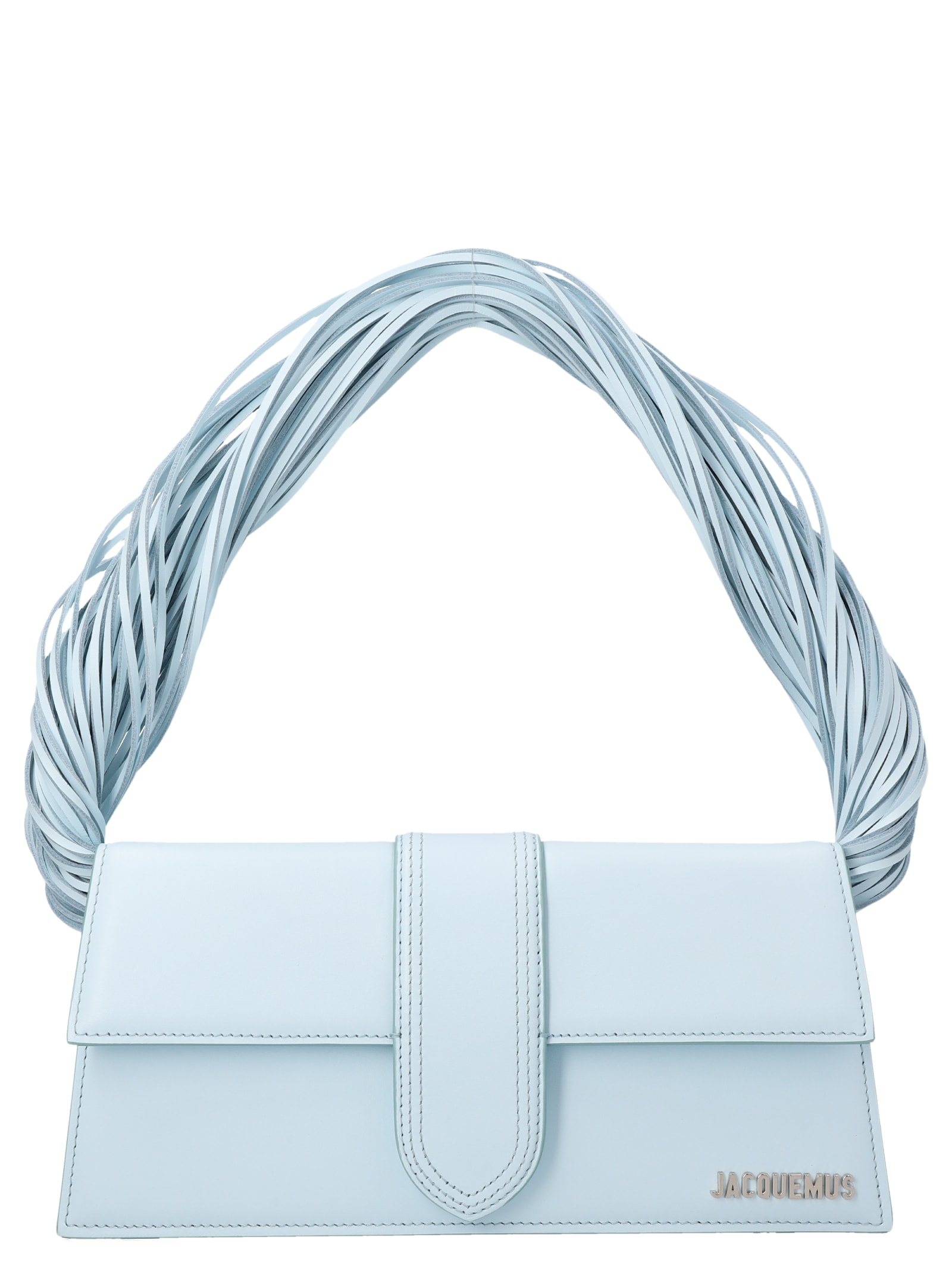 Jacquemus Le Bambino Long Leather Shoulder Bag In Light Blue
