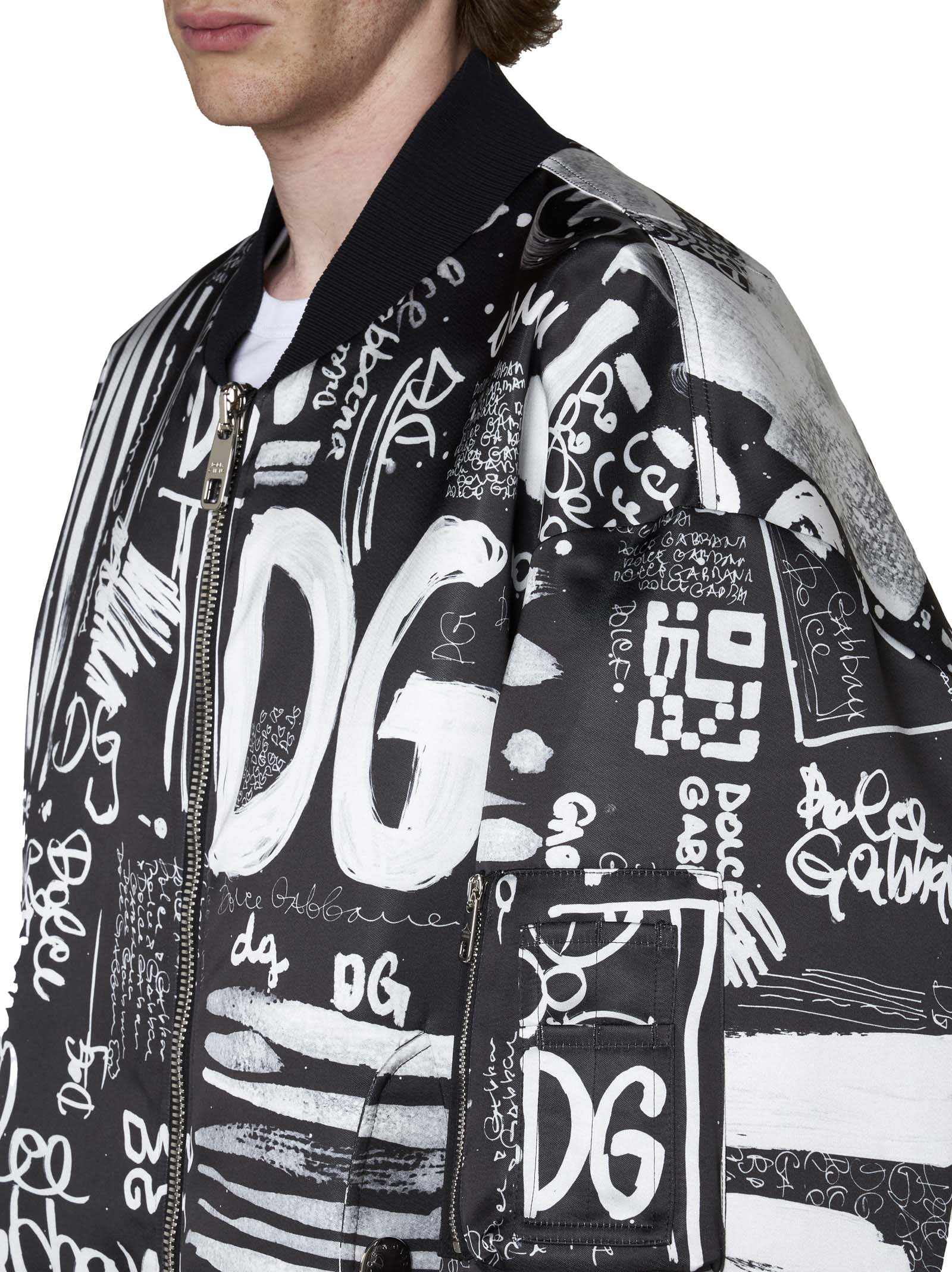 Shop Dolce & Gabbana Jacket In Logo2 Bco Fdo Nero