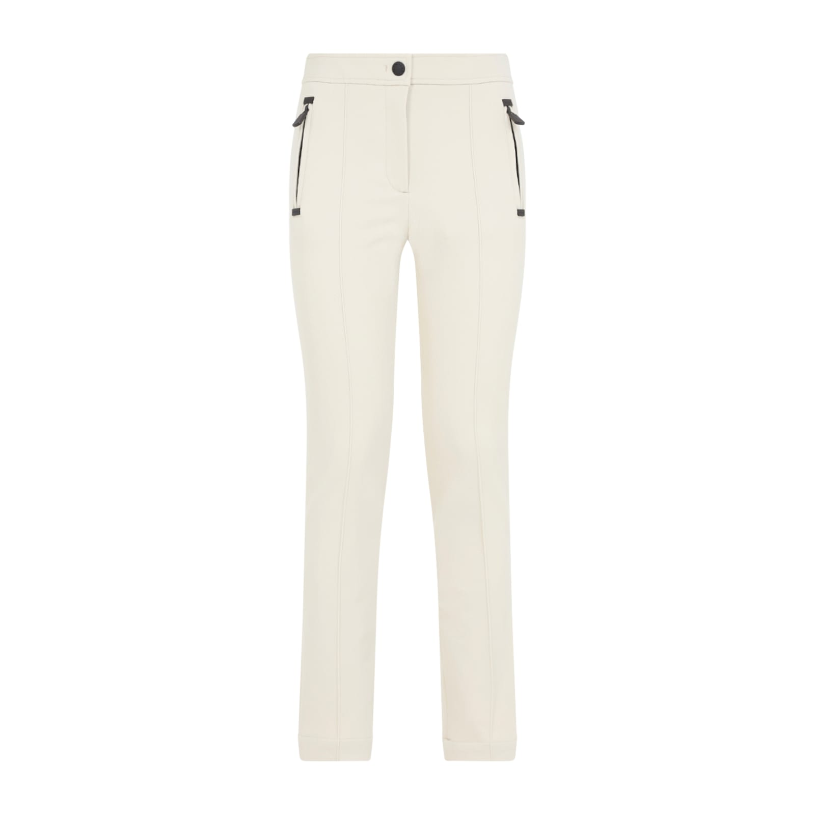Moncler Seamed Trousers With Side Zipped Pockets In White