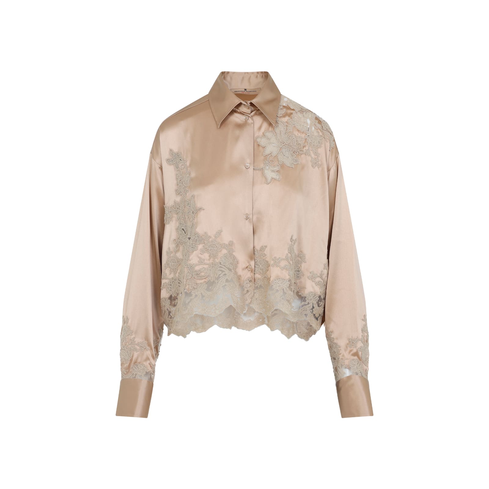 Ermanno Scervino Silk Shirt Embroidered Scalloped Hem In Multi