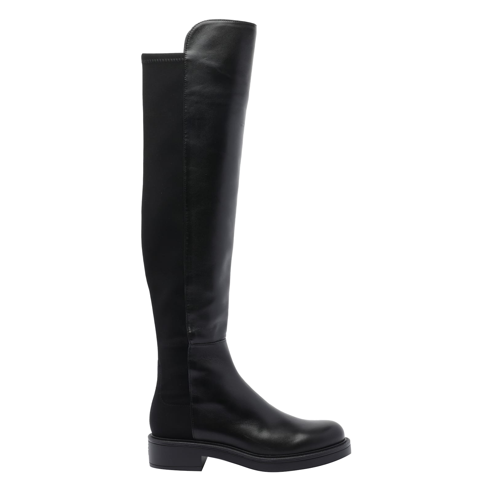Stuart Weitzman Leather Over The Knee Boots With Pull-on Design In Black