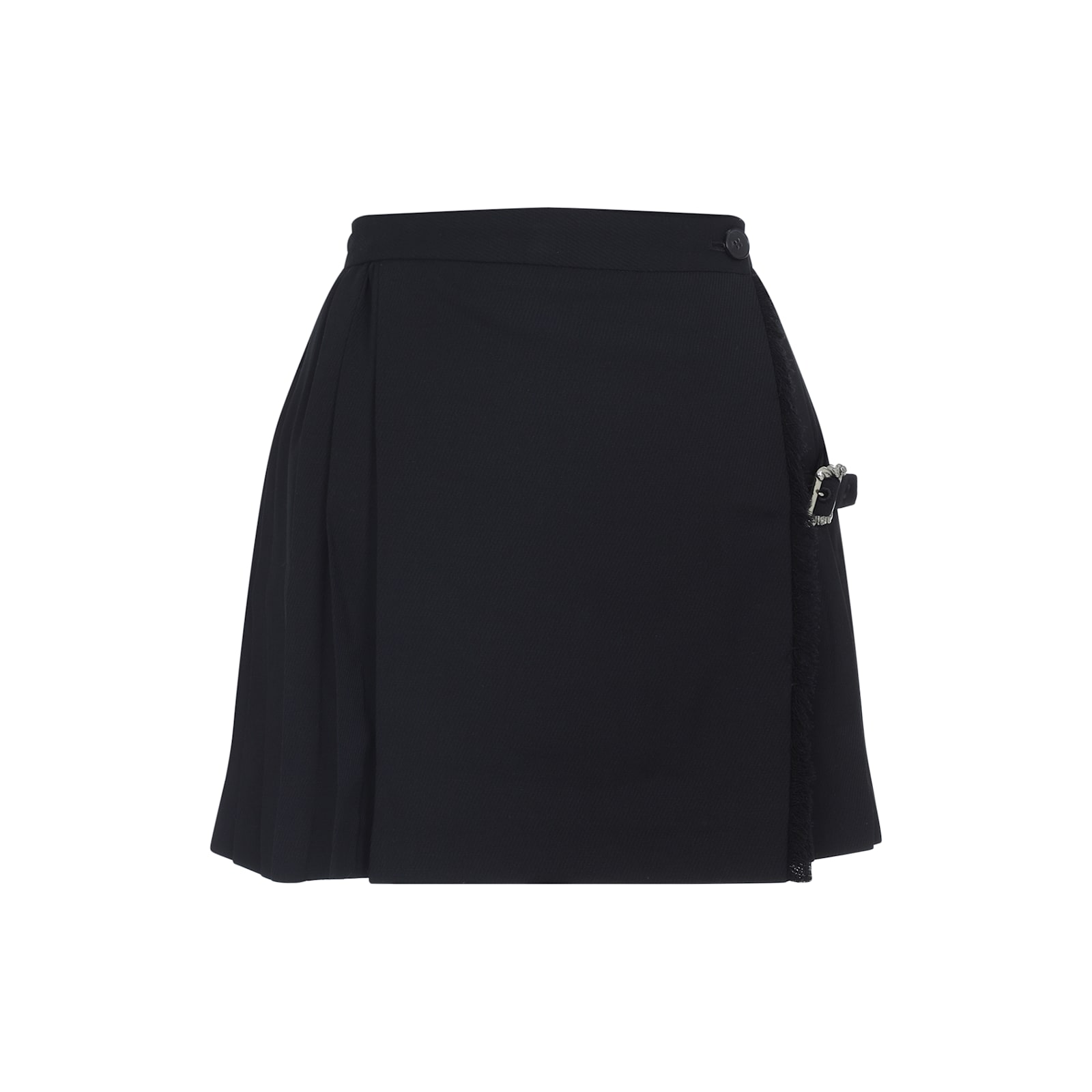 Enfants Riches Deprimes Pleated Black Skirt With Unique Buckle Detail In Black