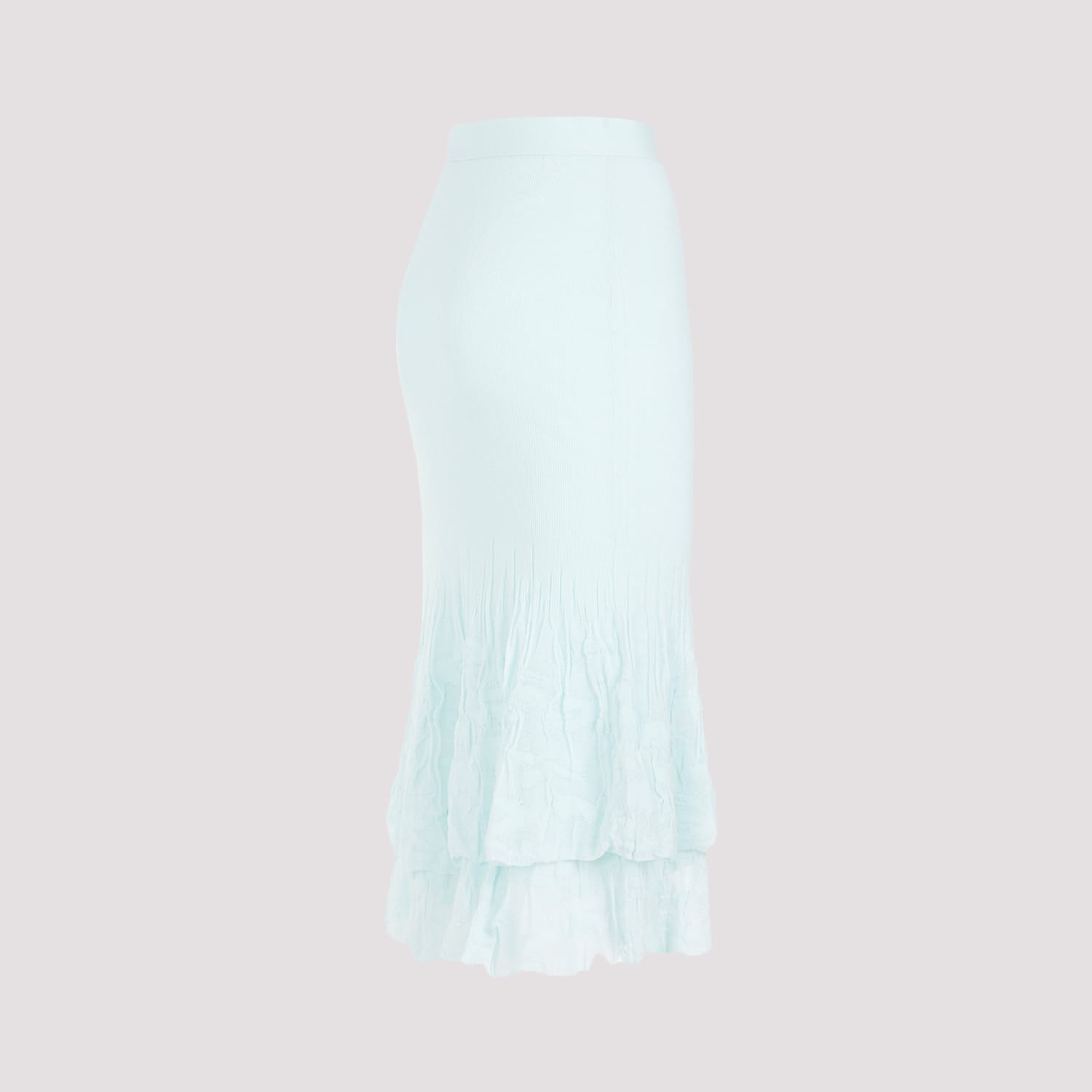 Shop Bottega Veneta Cotton Midi Skirt In Pale Turquoise