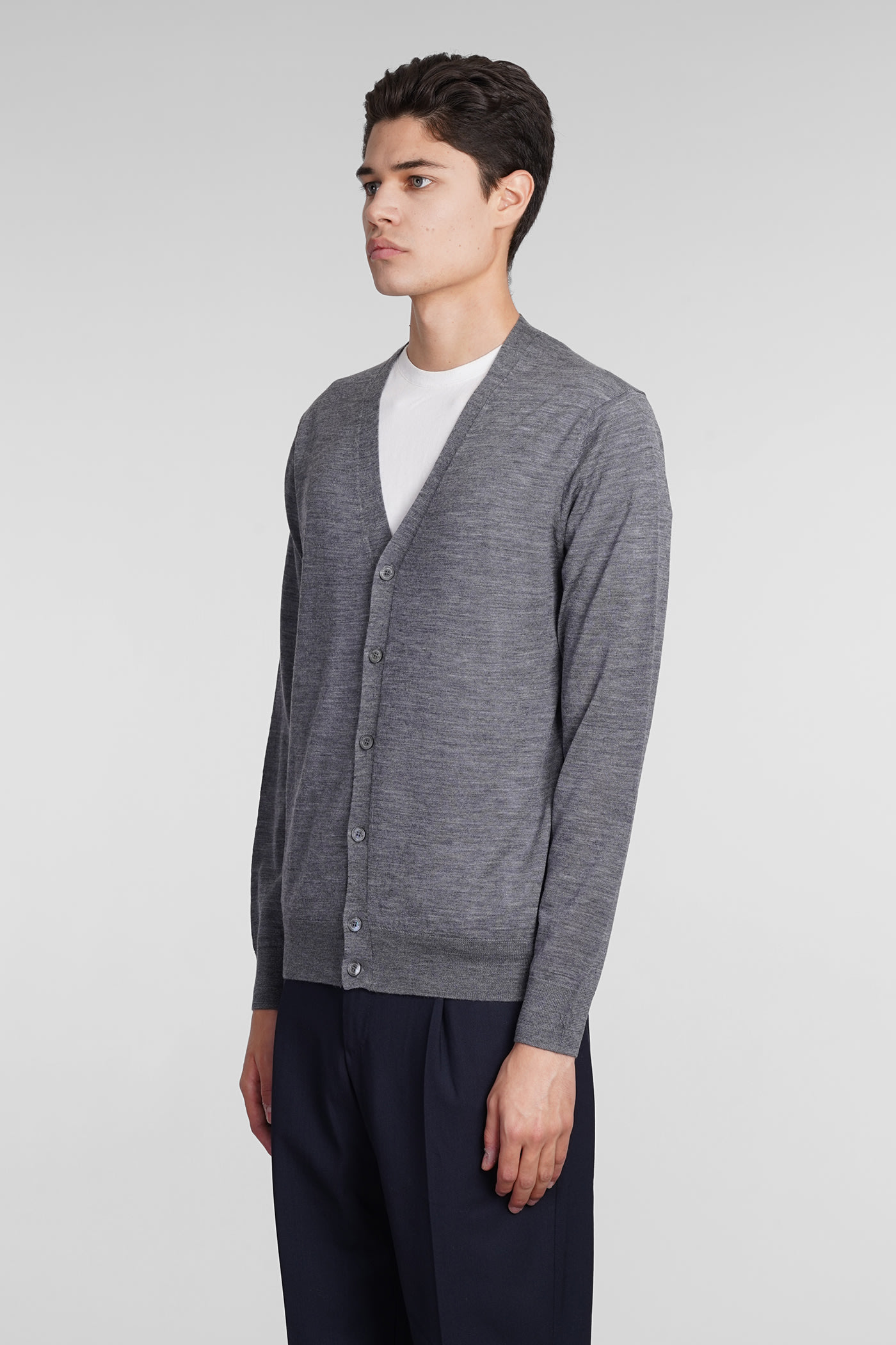 Shop Ballantyne Cardigan In Grey Wool