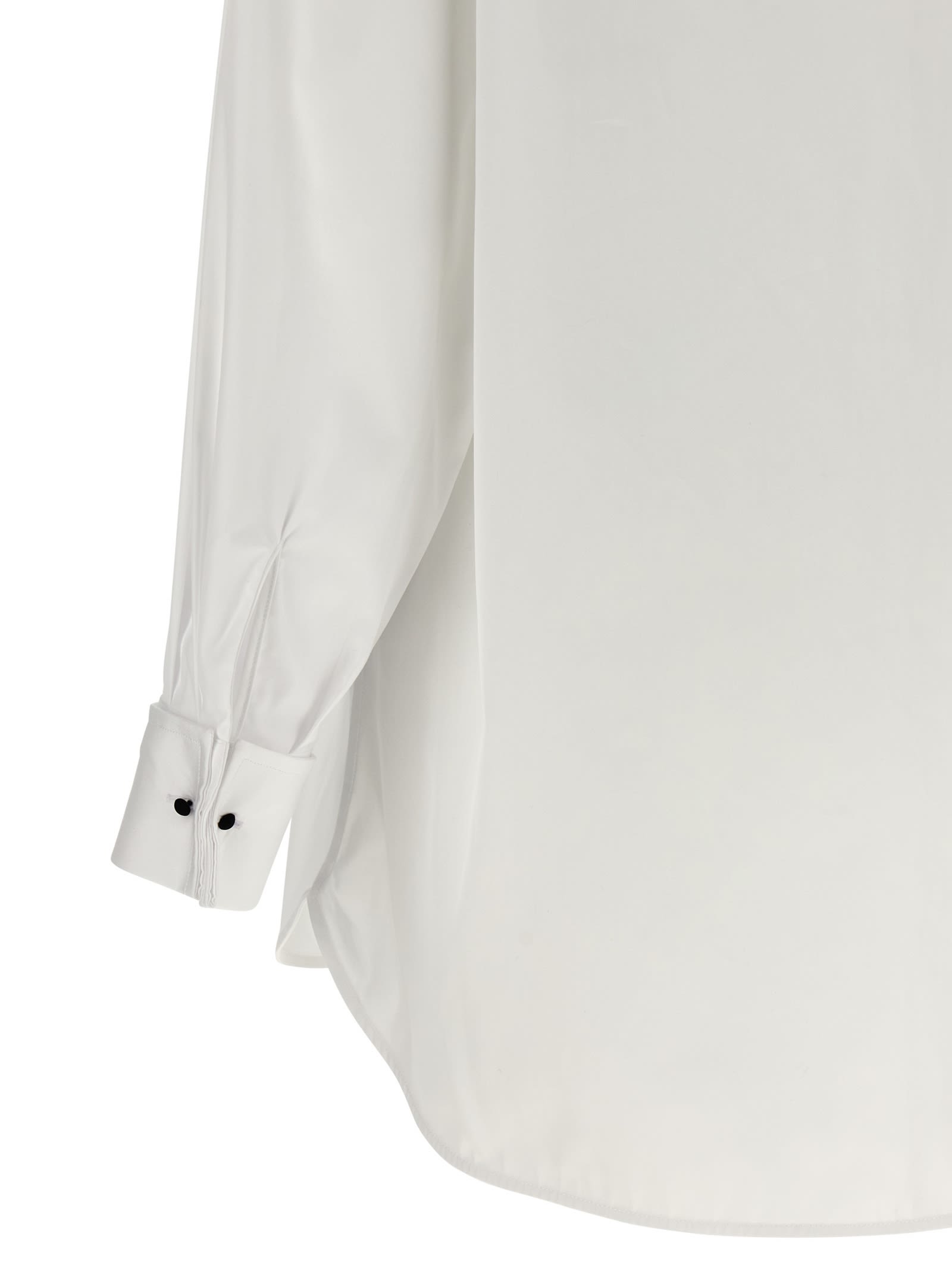 Ermanno Scervino Contrast Plastron White Tuxedo Shirt With Covered Button Closure In White