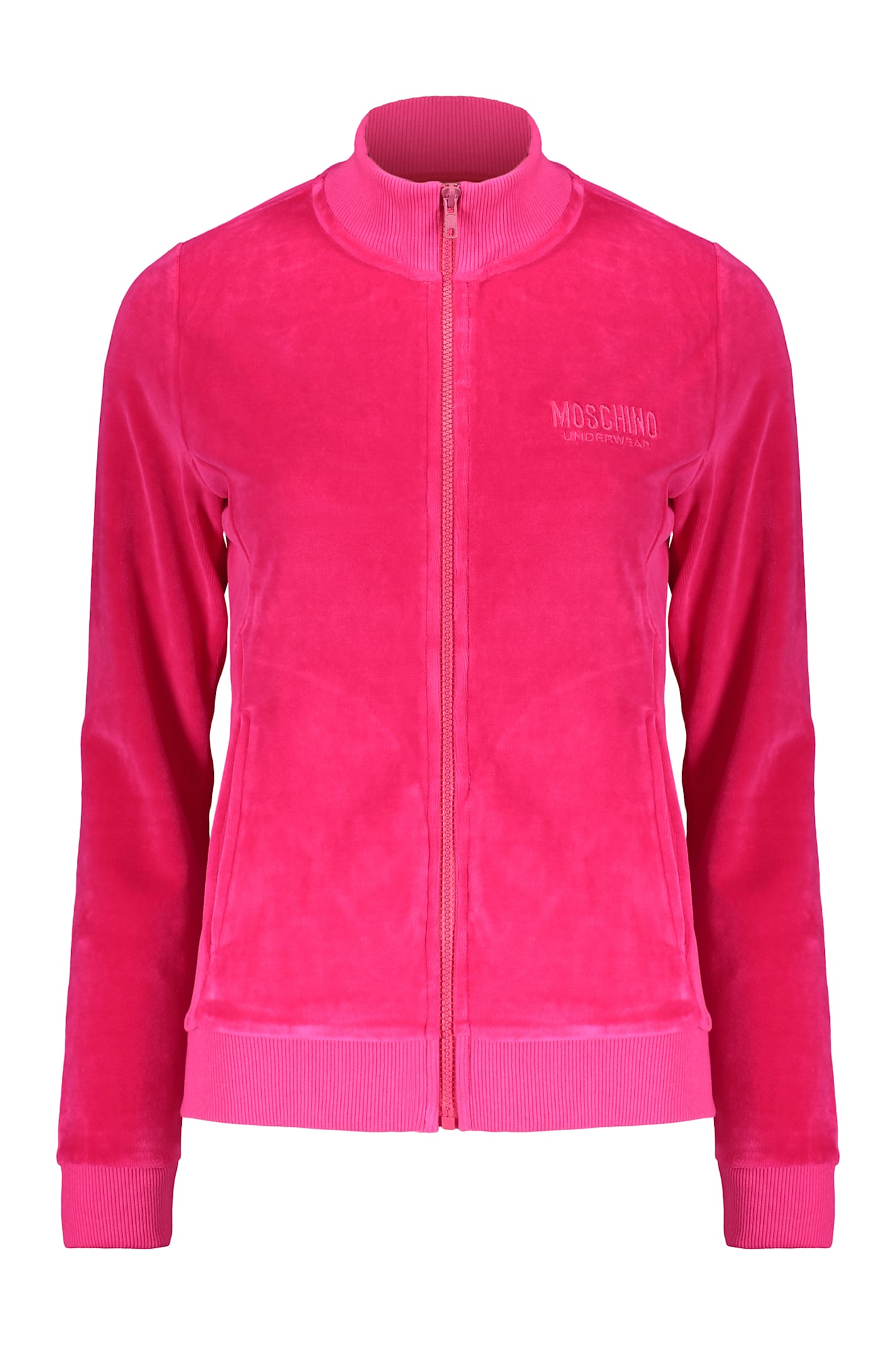 Moschino Logo-embroidered Sweatshirt In Fuchsia