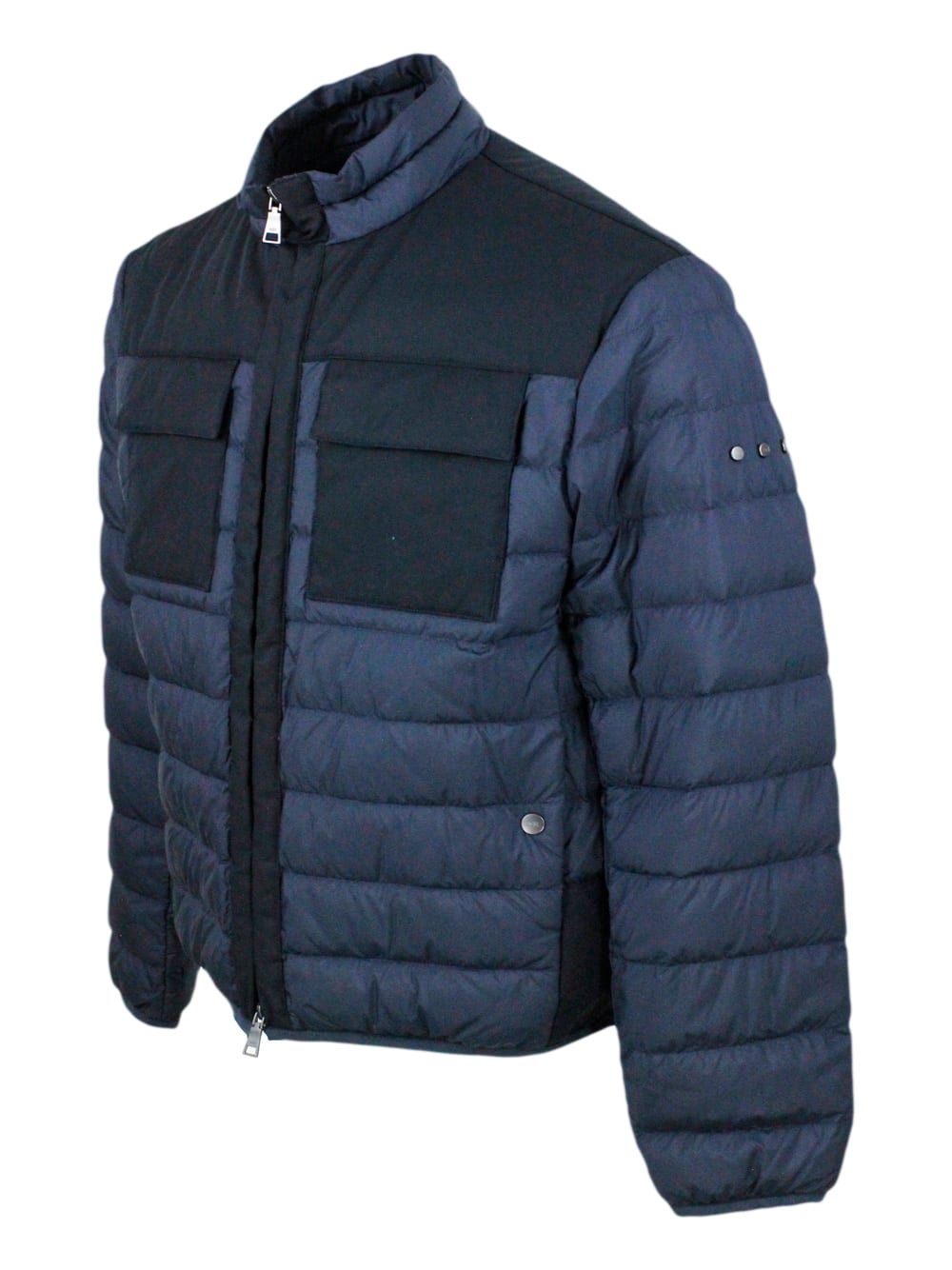 Shop Add 100 Gram Down Jacket With High Quality Feathers. Technical Fabric Details And Chest Pockets. The Clo In Dark Blu
