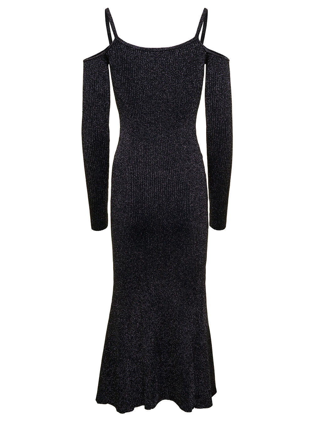 Shop Versace Jeans Couture 75dpm31 Bis Rib Lurex F14 Dress In Black