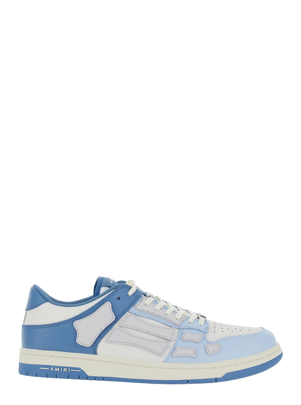 Shop Amiri Skel Top Low Light Blue And Blue Bi-color Sneakers With Skeleton Patch In Leather Man