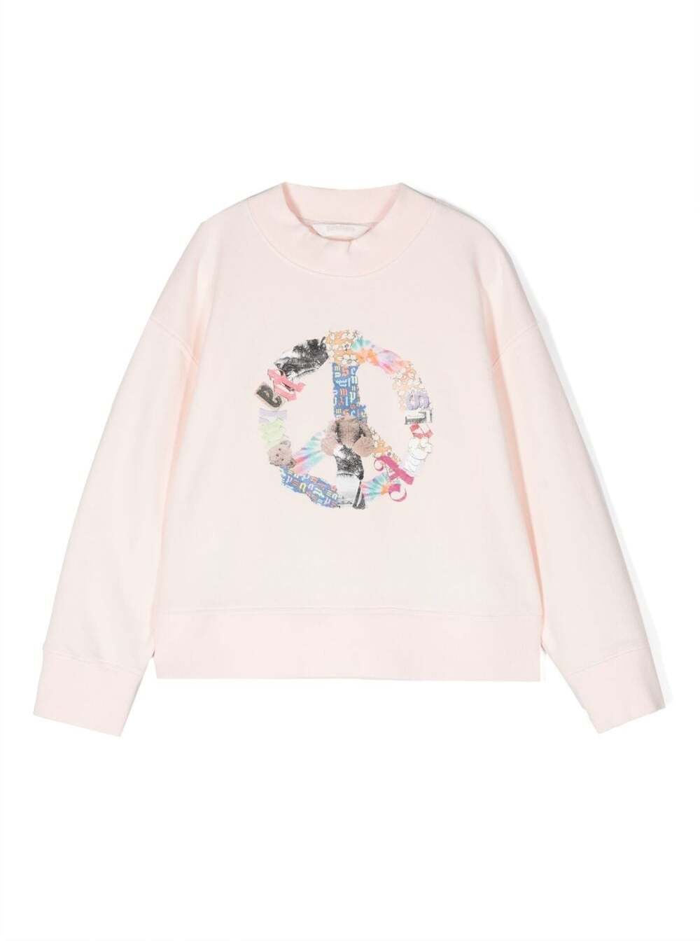 Shop Palm Angels Crewneck Sweatshirt With Graphic Print In Pink Cotton Girl