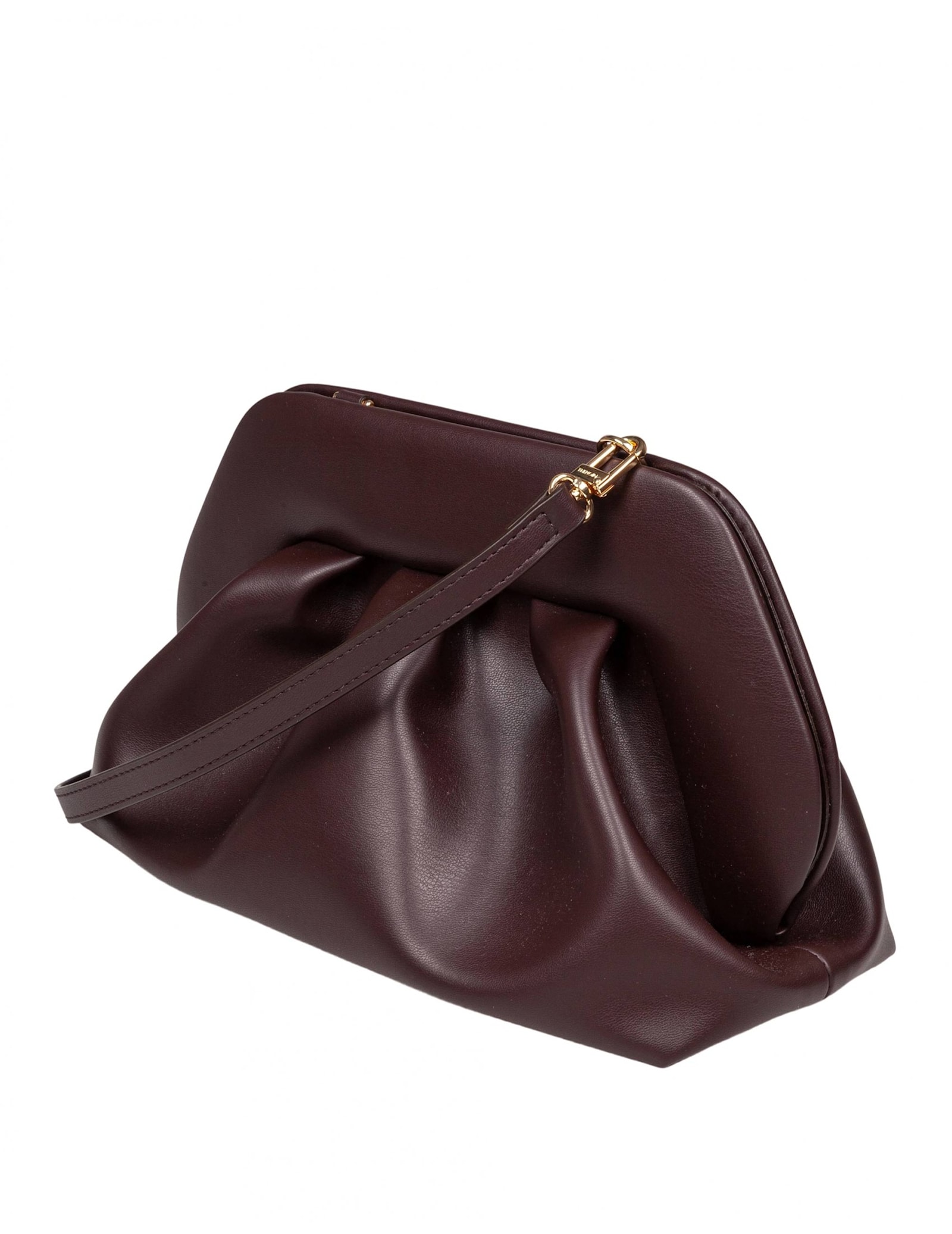 Themoirè Vegan Compact Clutch Removable Strap In Burgundy