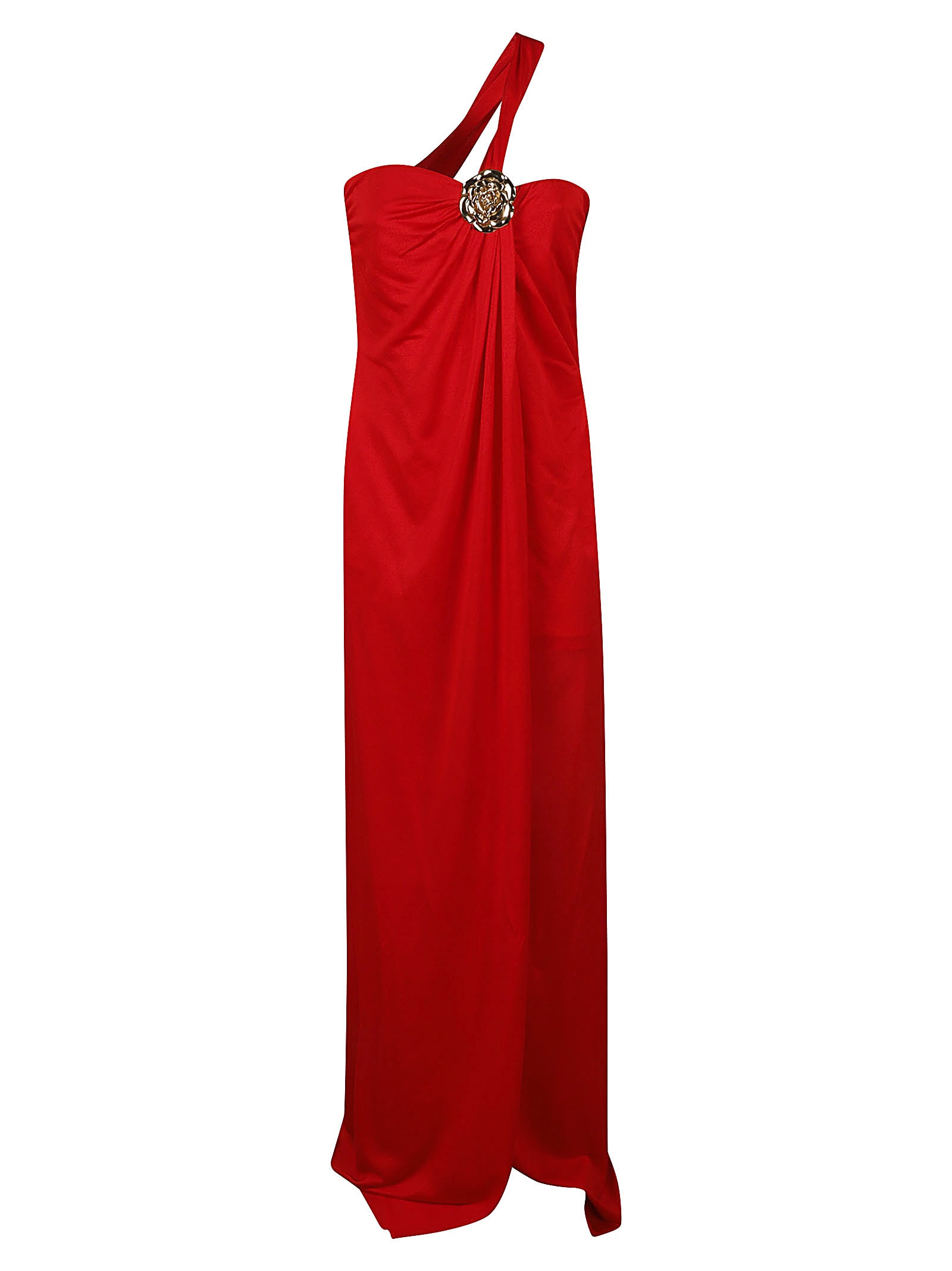 Shop Blumarine Off-shoulder Long Dress In Red