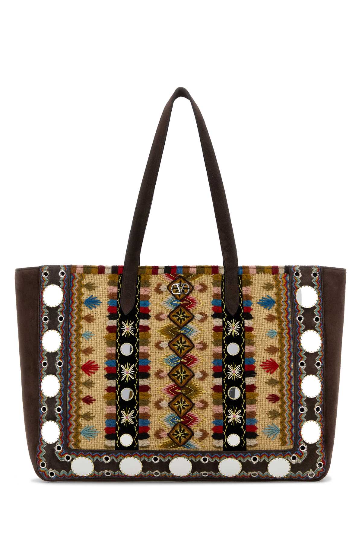 Valentino Garavani Multicolor Fabric And Suede Large Nellcã’te Shopping Bag