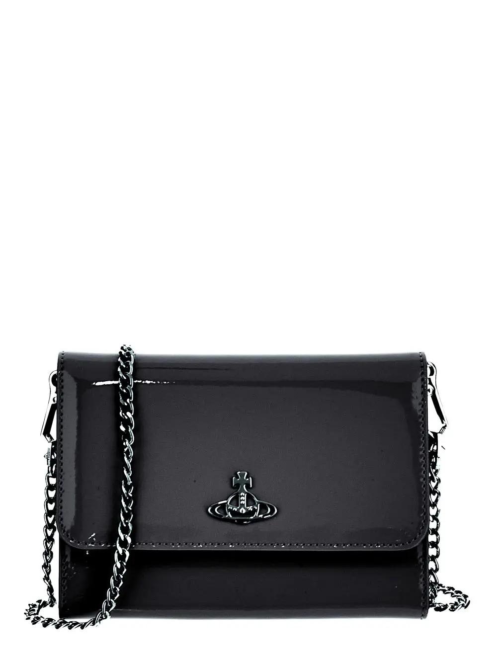 Shop Vivienne Westwood Shiny Patent Crossbody Bag In Black