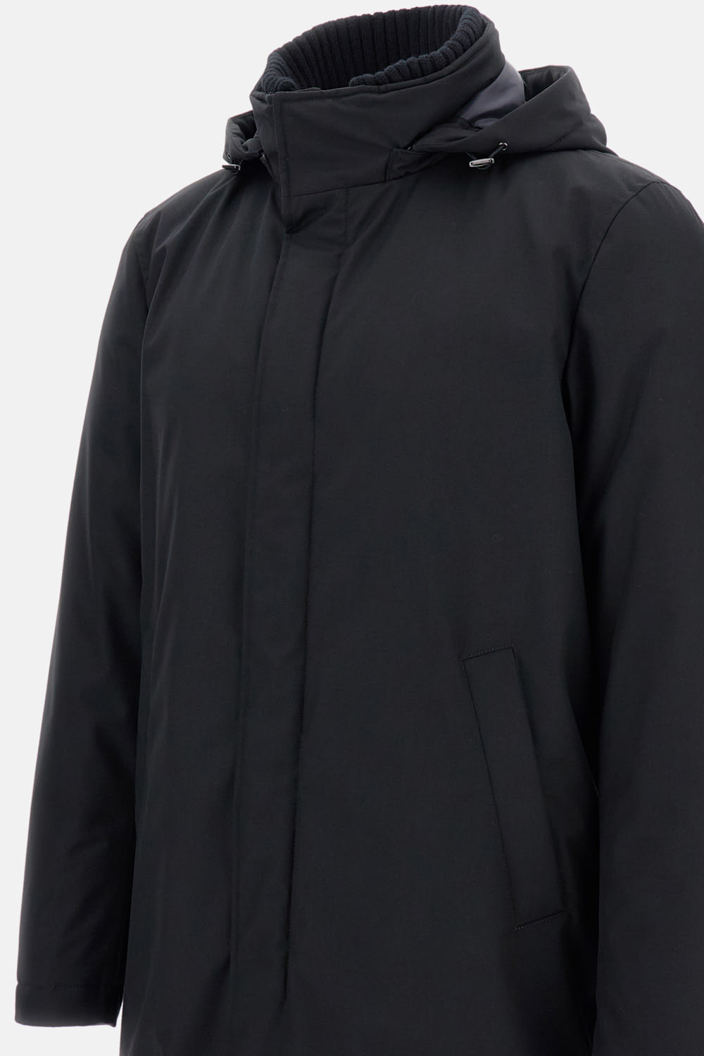 Herno Puffer Jacket With Knutted Collar In Black