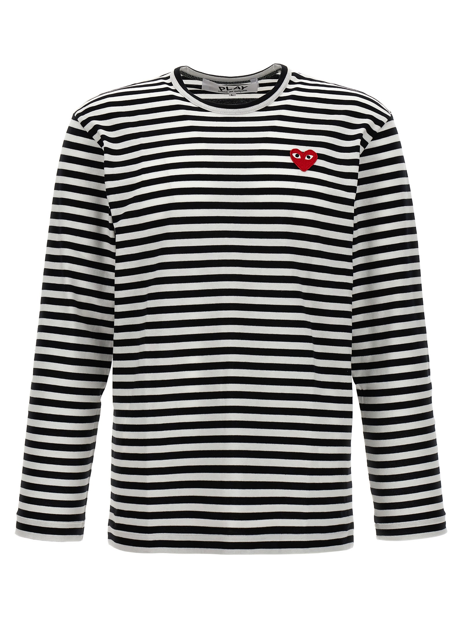 Shop Comme Des Garçons Logo Patch Stripes T-shirt In Black