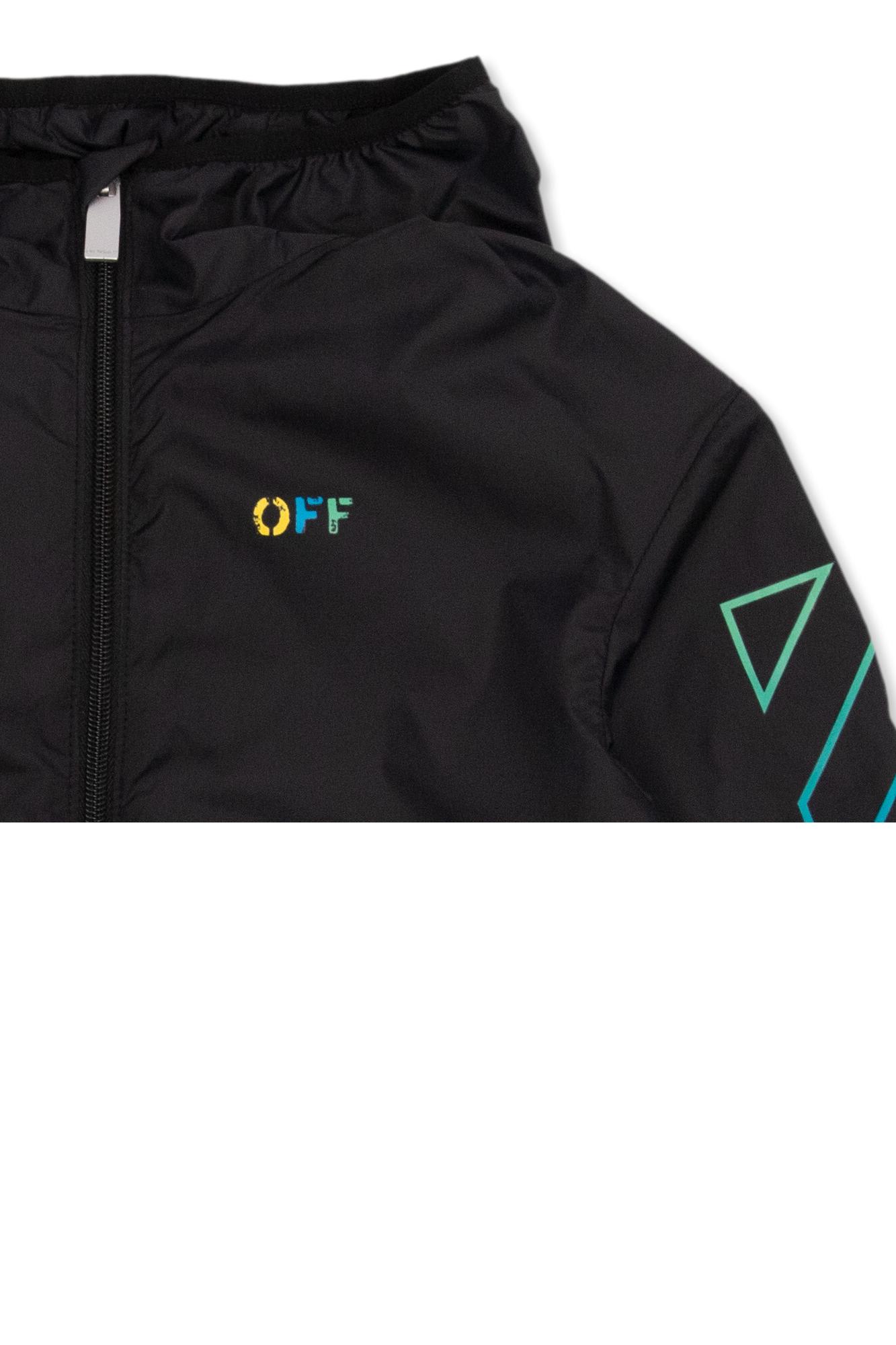 Shop Off-white Kids Track Jacket With Logo In Black Multi