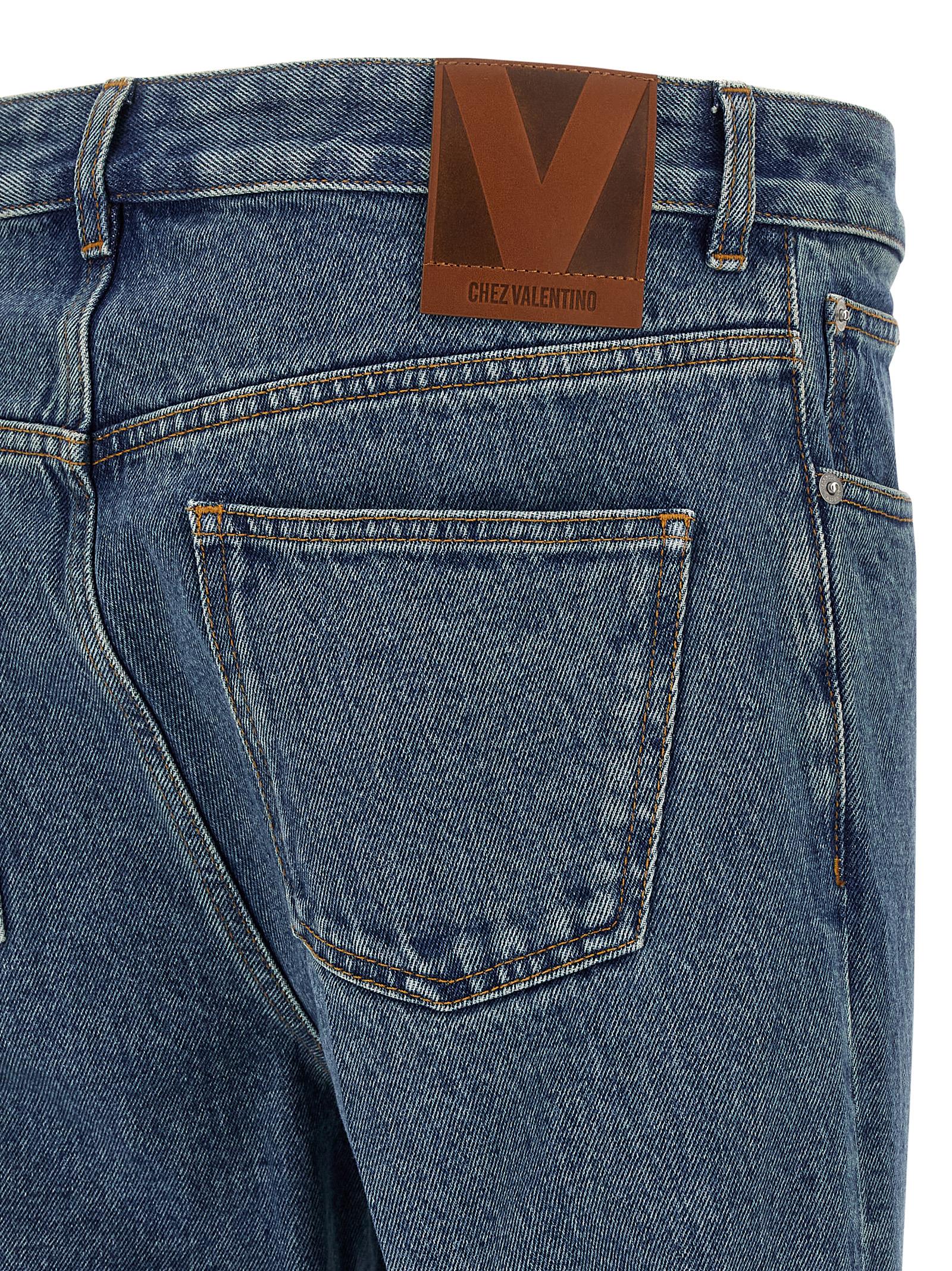 Valentino Studded Straight-leg Jeans In Blue