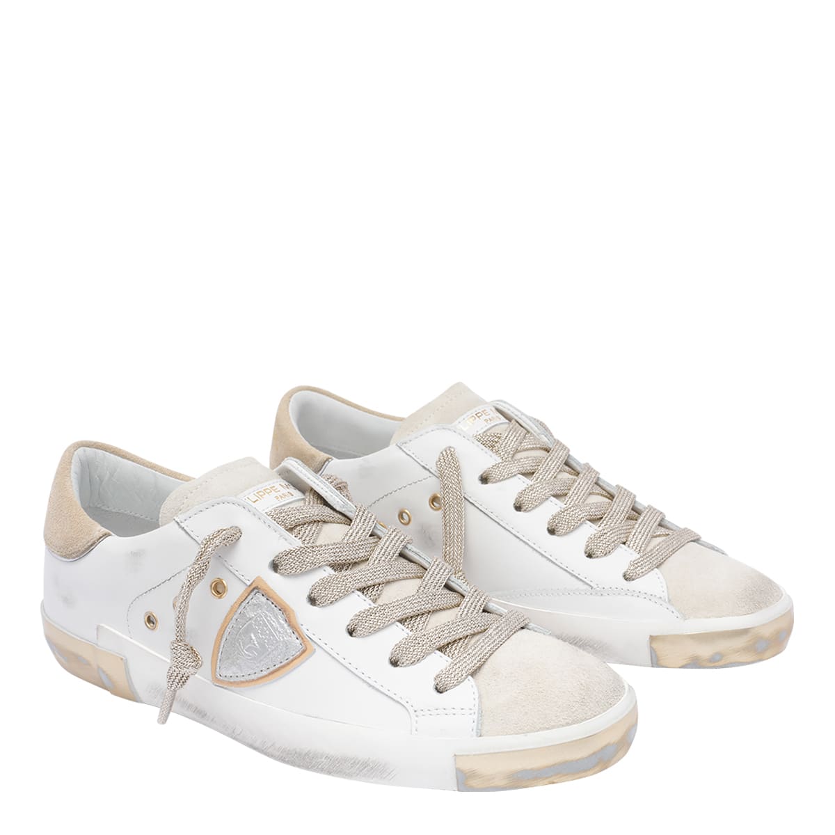 Philippe Model Prsx Sneakers In Veau Daim Blanc Sable